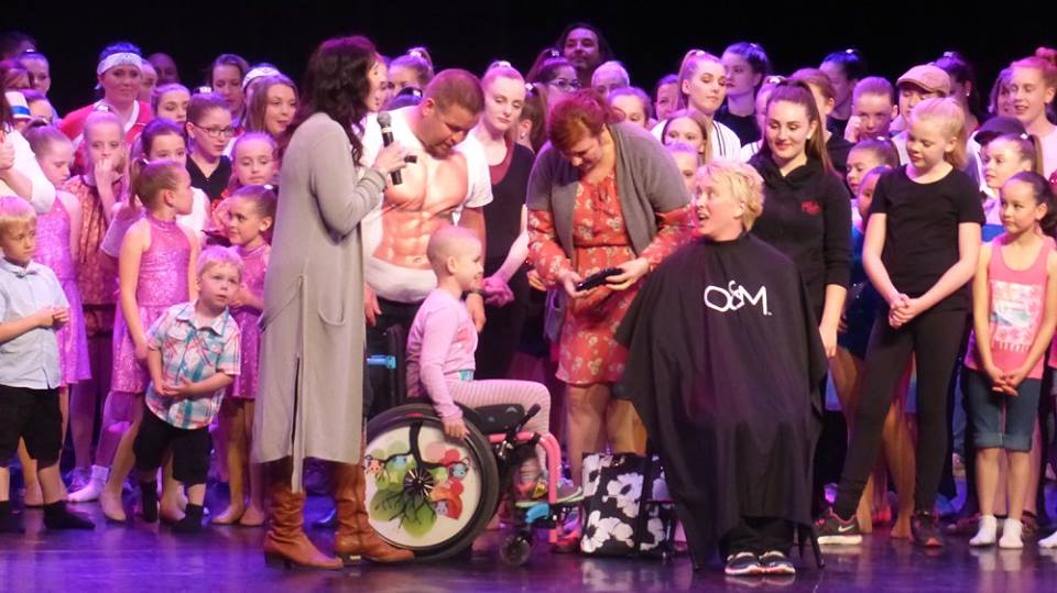 Megan Murphy on stage with her niece Neave and Miss Jules