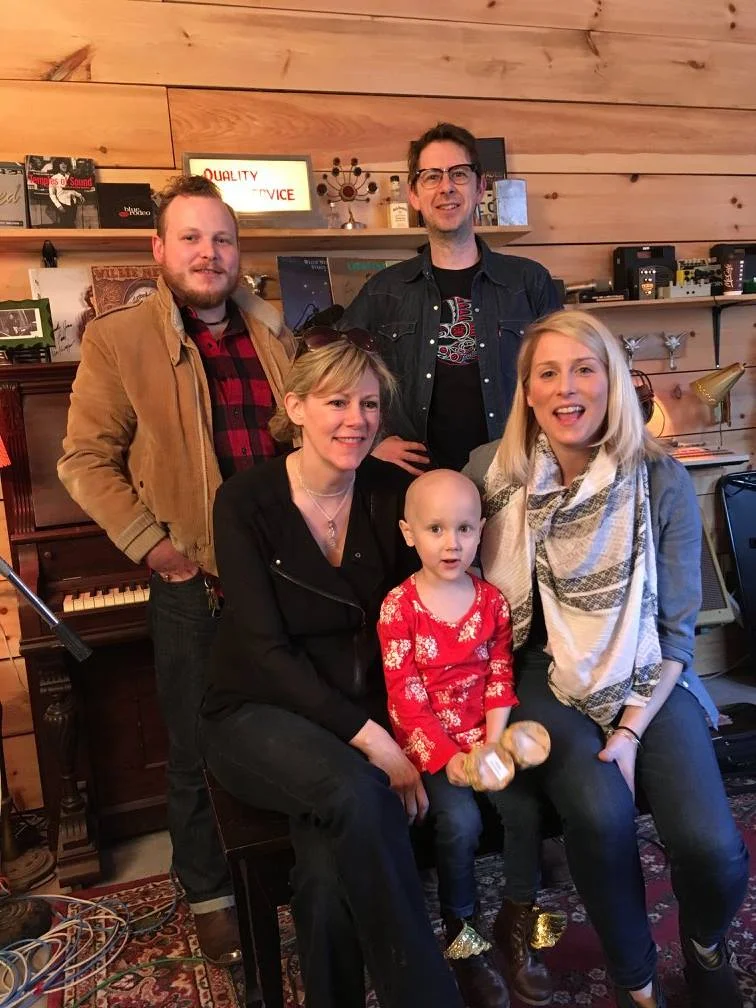 Melissa Payne, Natalie McMaster, Jimmy Bowskill, James McKenty and Eliza Vivian during recording session of "Strong Heart"