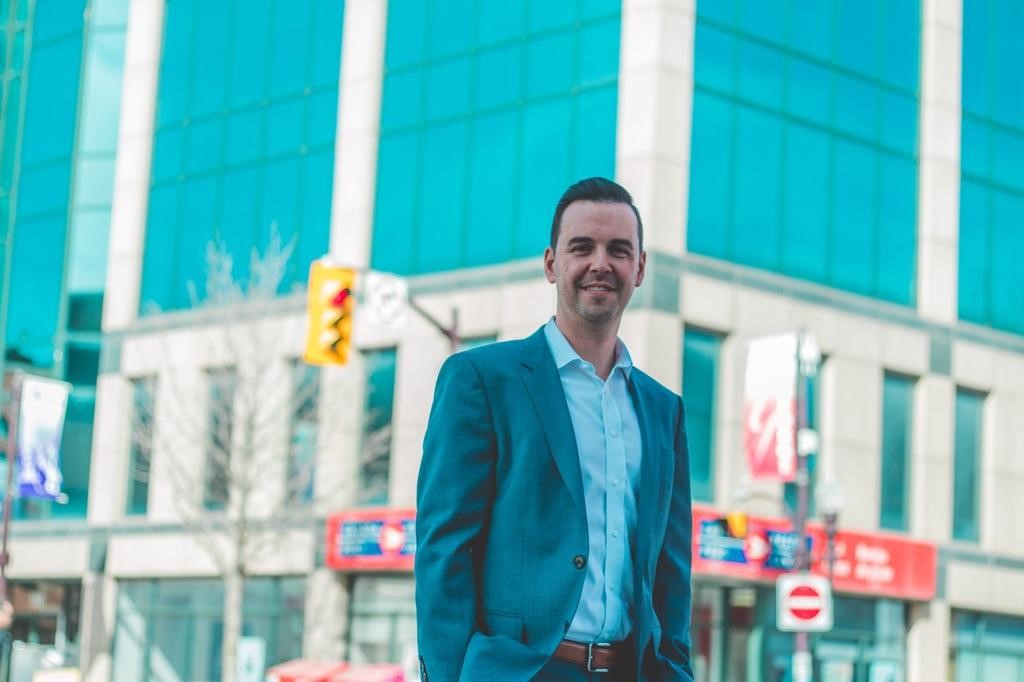 Gauvreau & Associates Founder Bob Gauvreau in front of the firm's new future home (Photo by Cody May, StudioPTBO)