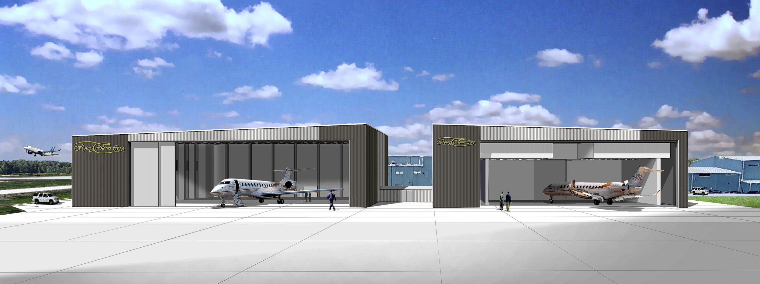 A rendering of the new hangar due to open in mid-2019