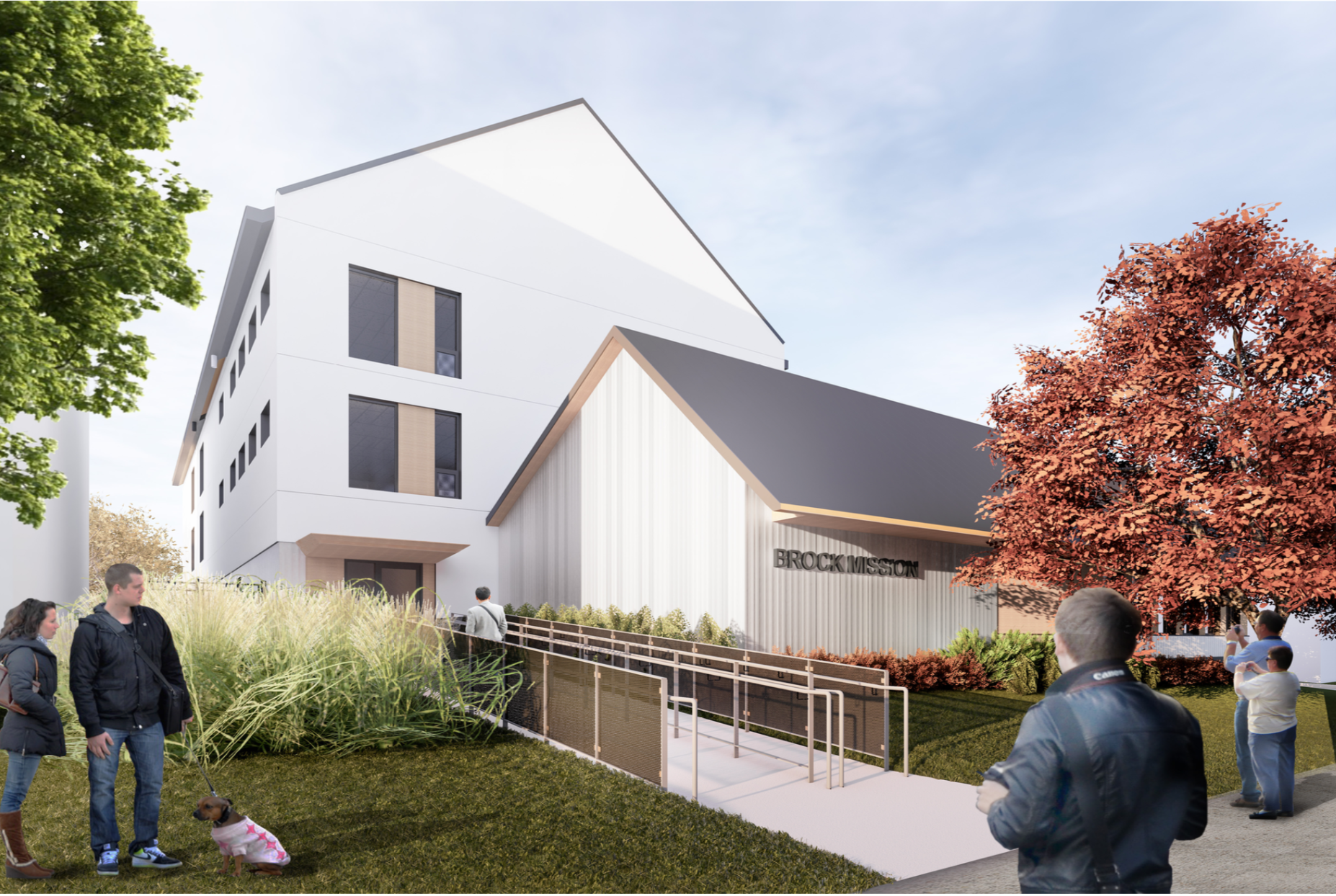 Main entrance of Brock Misson, rendering courtesy Lett Architects