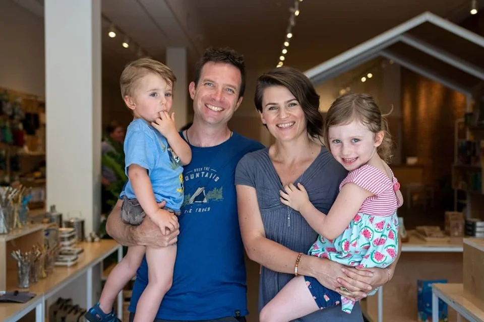 Sustain owners Jonathan and Celine MacKay with kids