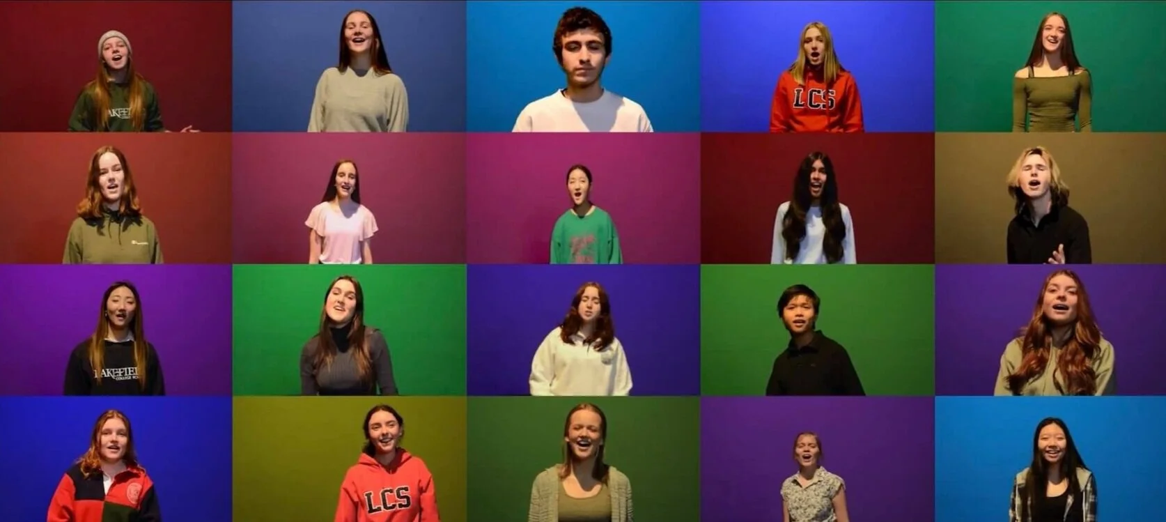 Every student was recorded individually under the school’s theatre lights to comply with the COVID-19 pandemic. Screenshot.