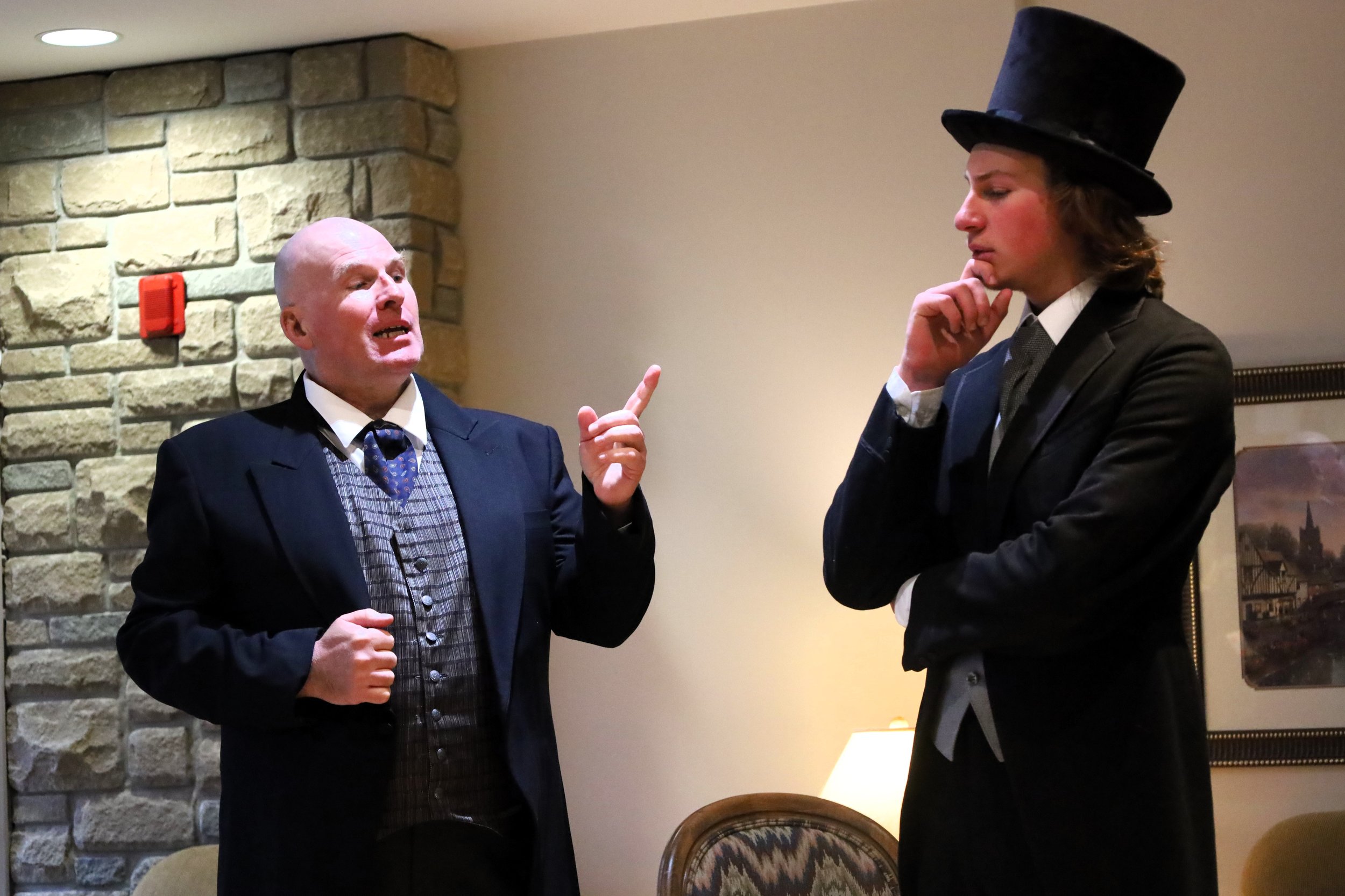 Nathan Govier as Lord Kingston (left) with Lucas Pronk as Peter Robinson (right).