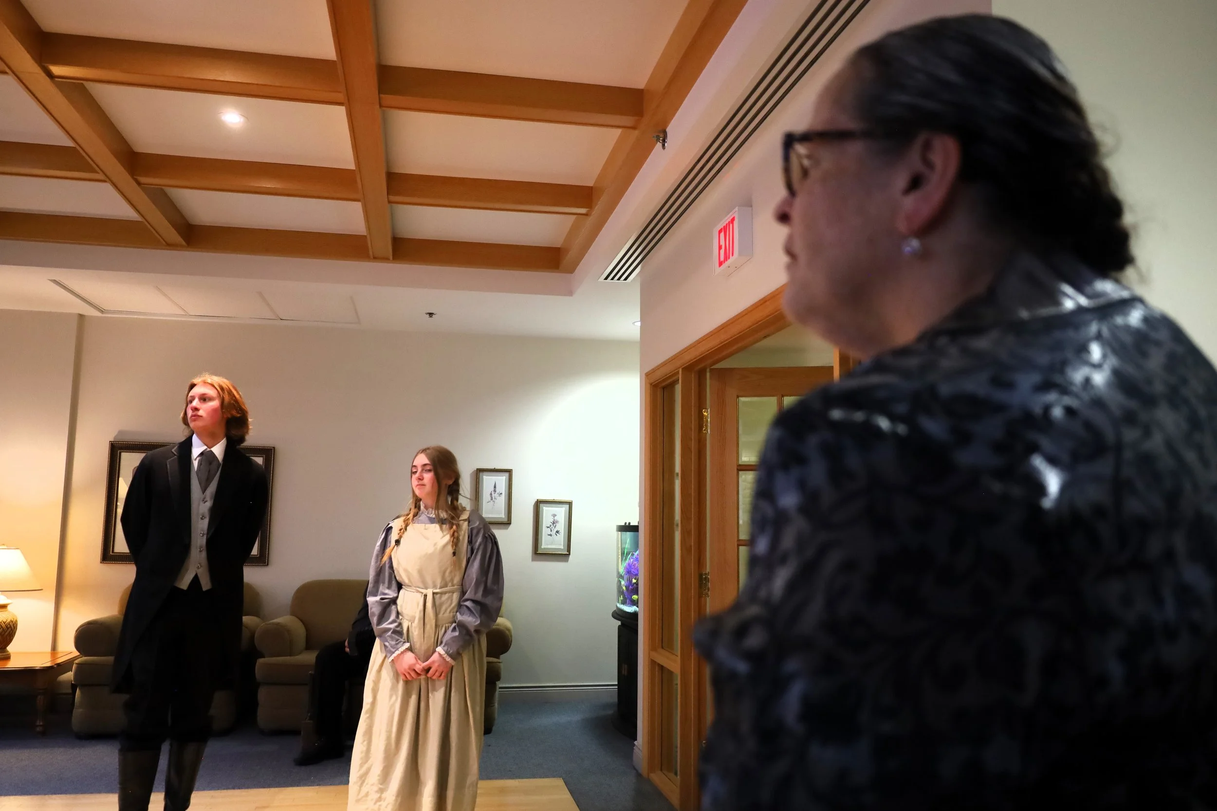 Pronk with June Govier (middle) as Elizabeth and Elaine Day (right) as The Descendant.
