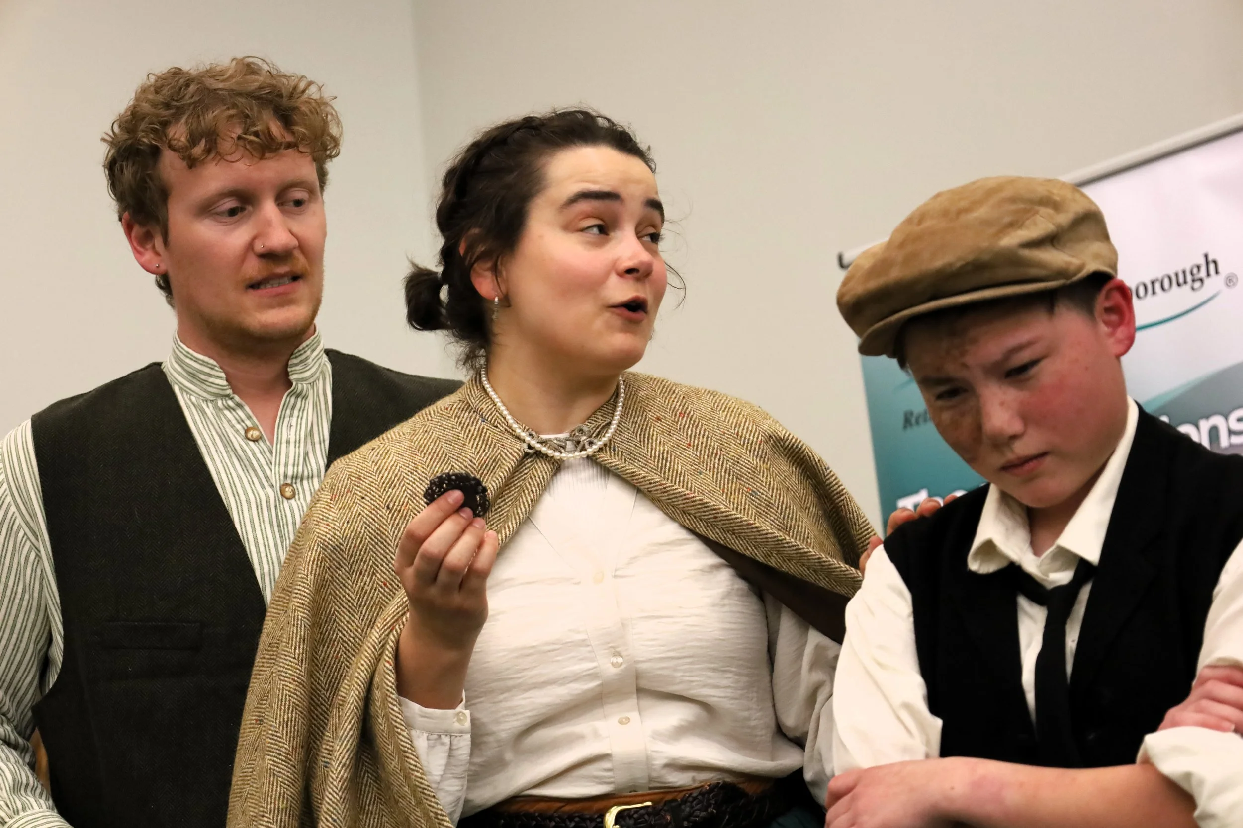 Eddy Sweeney (left), Abba Koshka (middle) and Kaza Hesselink (right) in their respective roles as David, Mary and Tim in the third act. All photos by David Tuan Bui.