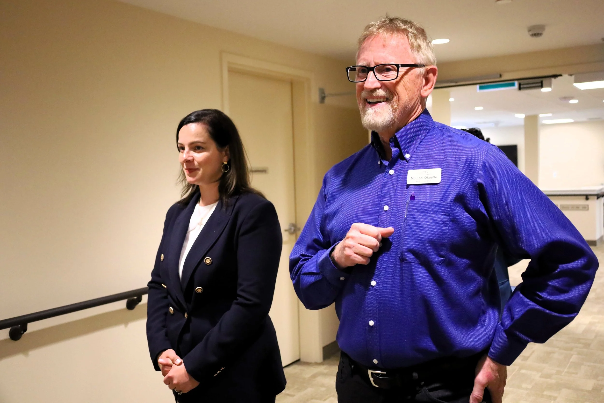 Natalia Kusendova-Bashta, Minister of Long-Term Care (left) and Michael OKeeffe, Station Place administrator (right) touring Station Place and all of its amenities. All photos by David Tuan Bui.