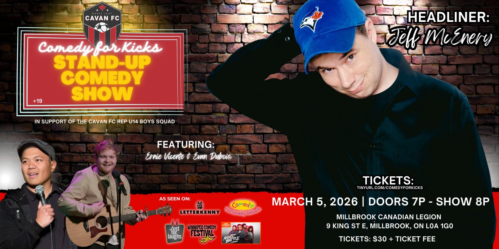 Comedy For Kicks Stand-Up Fundraiser Show Supporting Cavan FC U14 Boys Soccer Team
