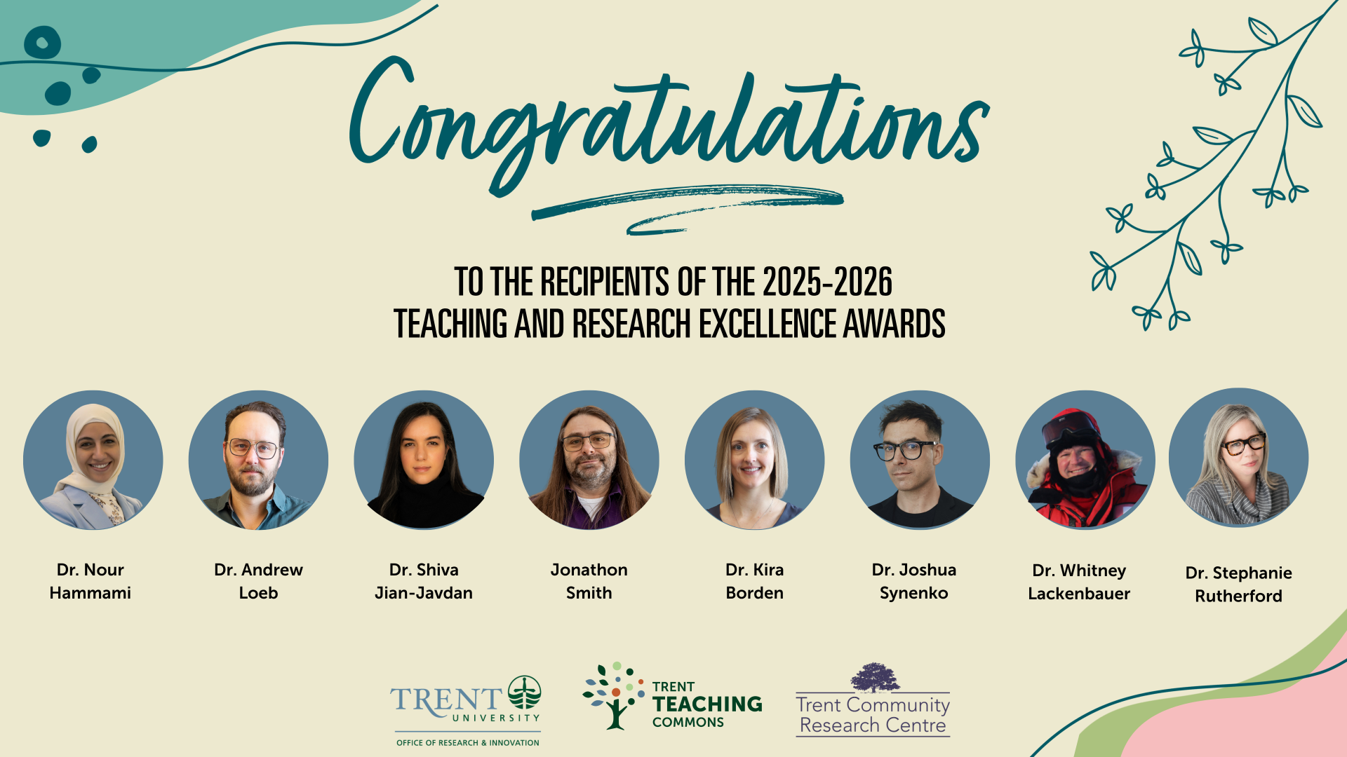 Eight Trent University Professors Recognized For Their Innovation and Dedication In Teaching and Research