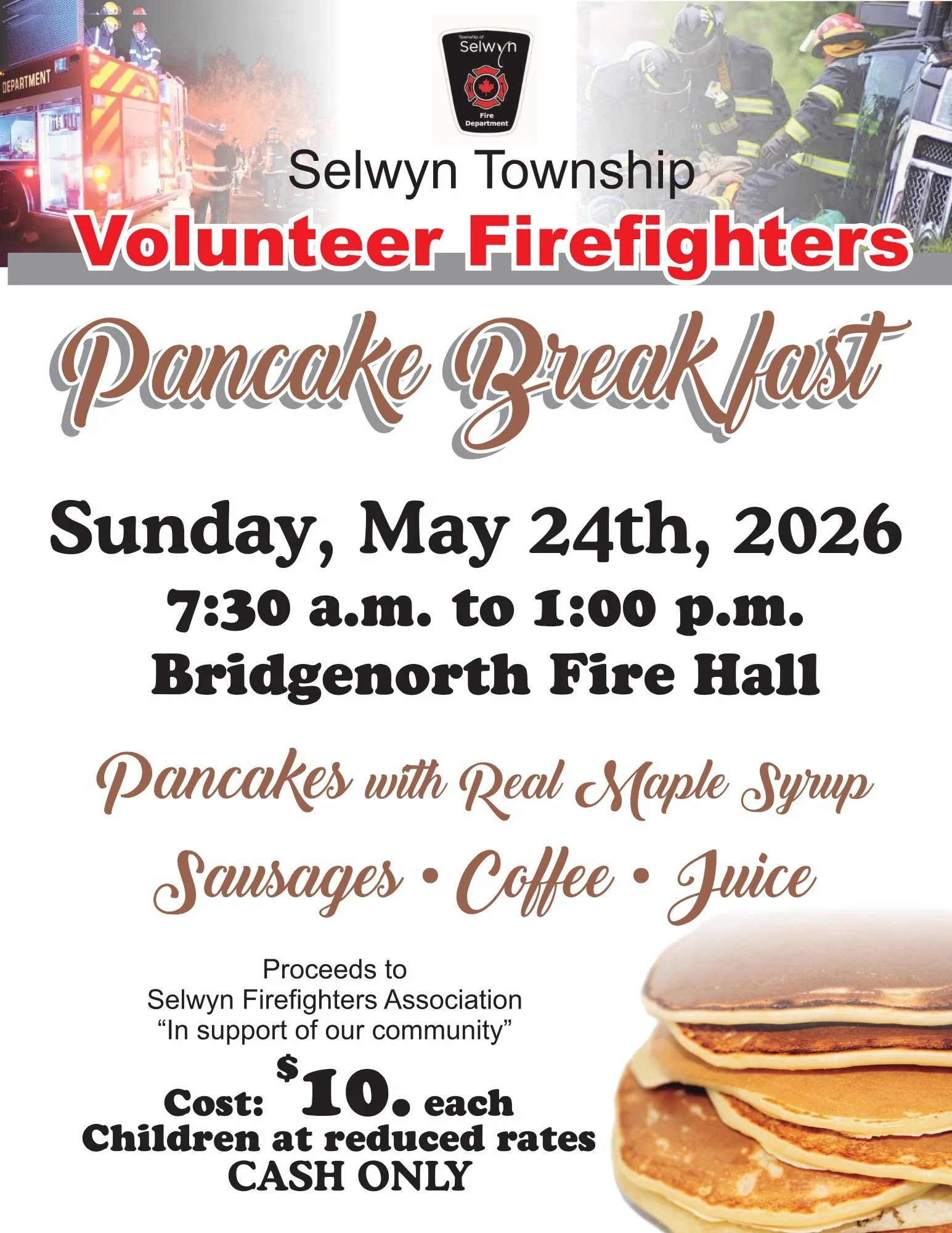 Selwyn Township Volunteer Firefighters Pancake Breakfast 2026