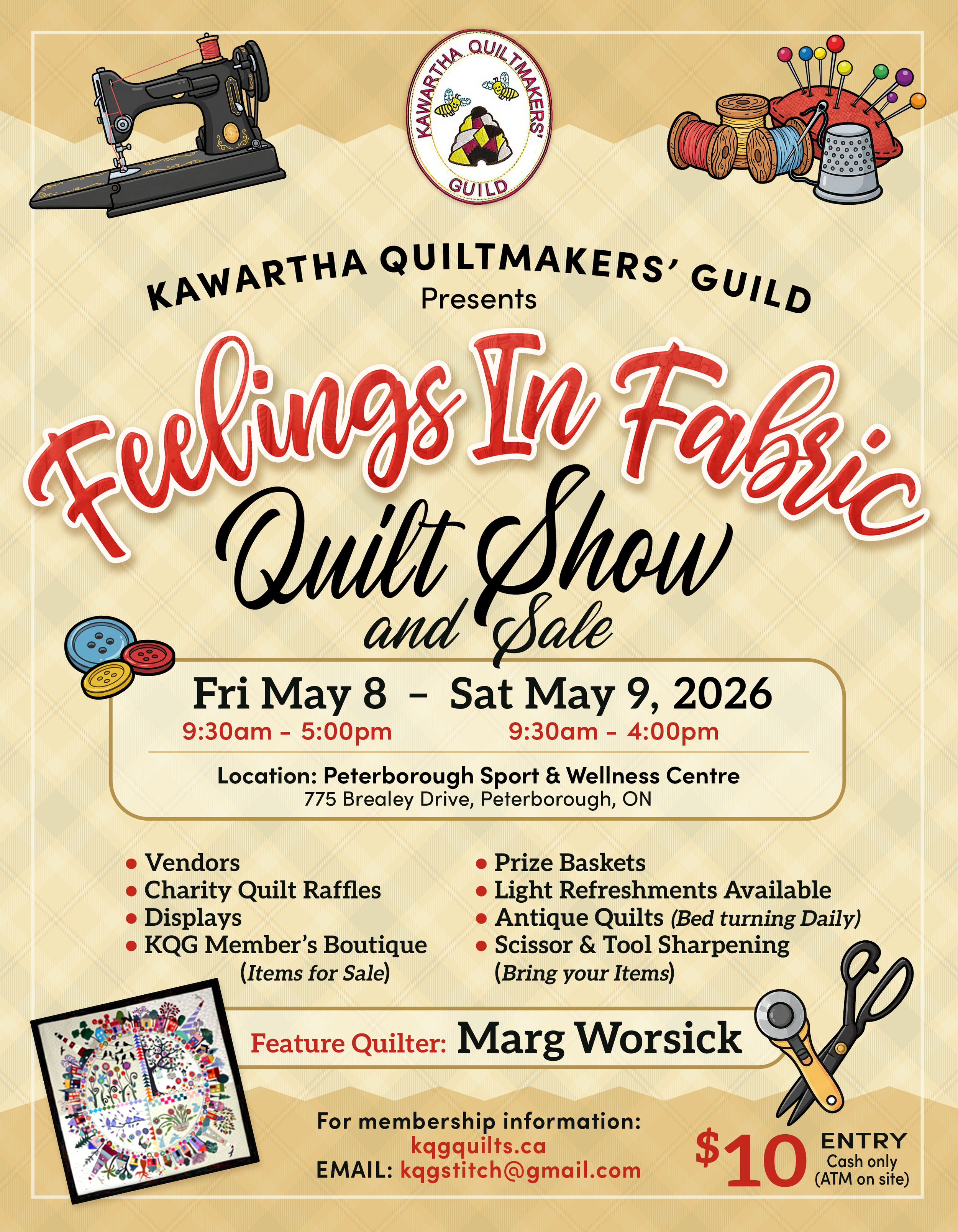 Kawartha Quiltmakers' Guild 2026 Feelings In Fabric Quilt Show (May 8)