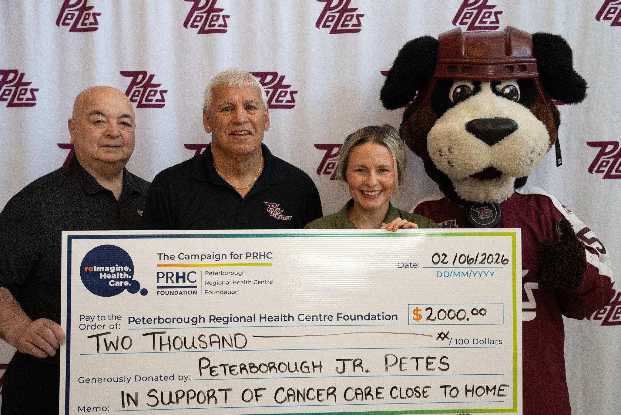 Peterborough Jr. Petes Make $2,000 Donation to the PRHC Foundation to Enhance Cancer Care and Treatment