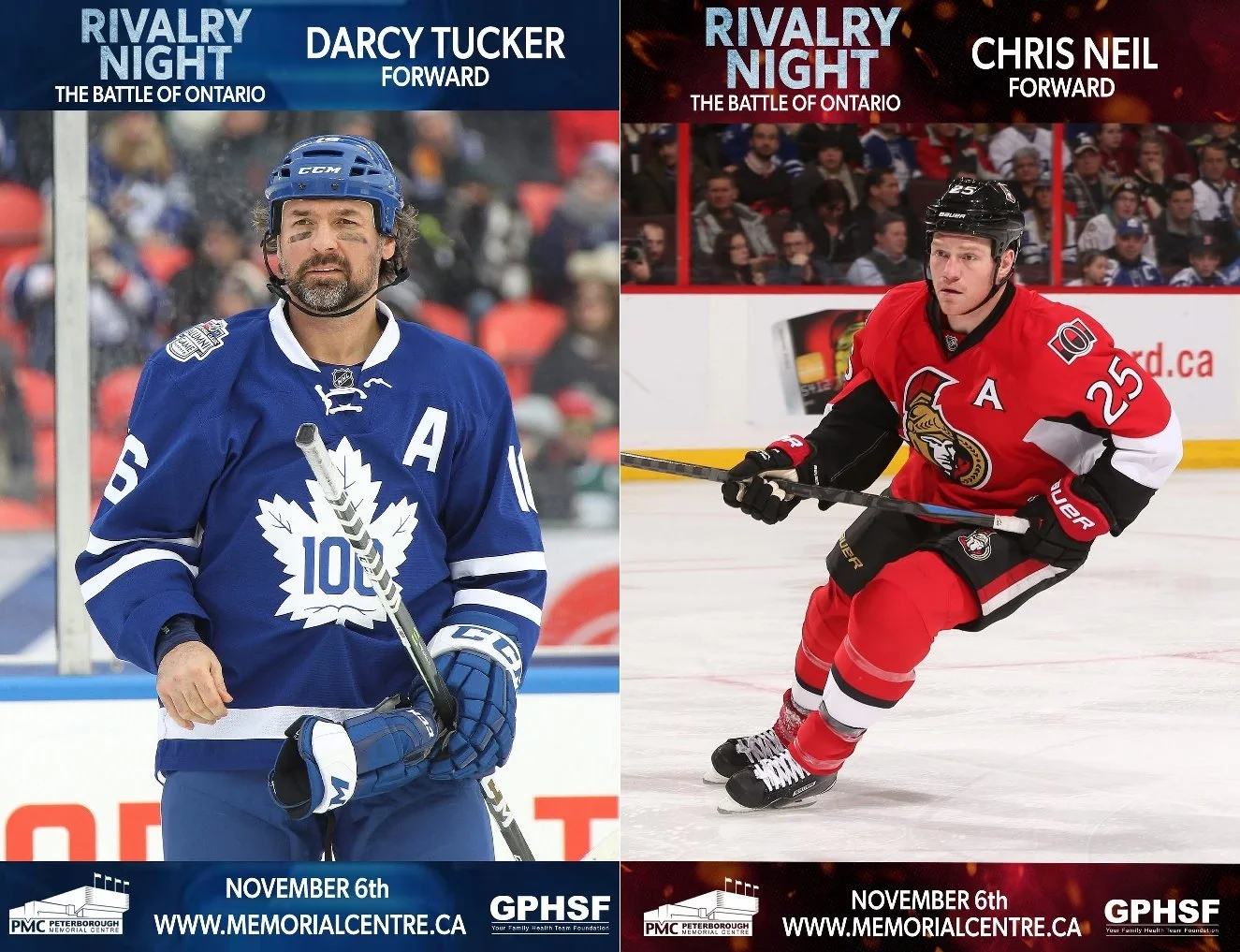 Darcy Tucker and Chris Neil Coming to Peterborough for Battle of Ontario Rivalry Night