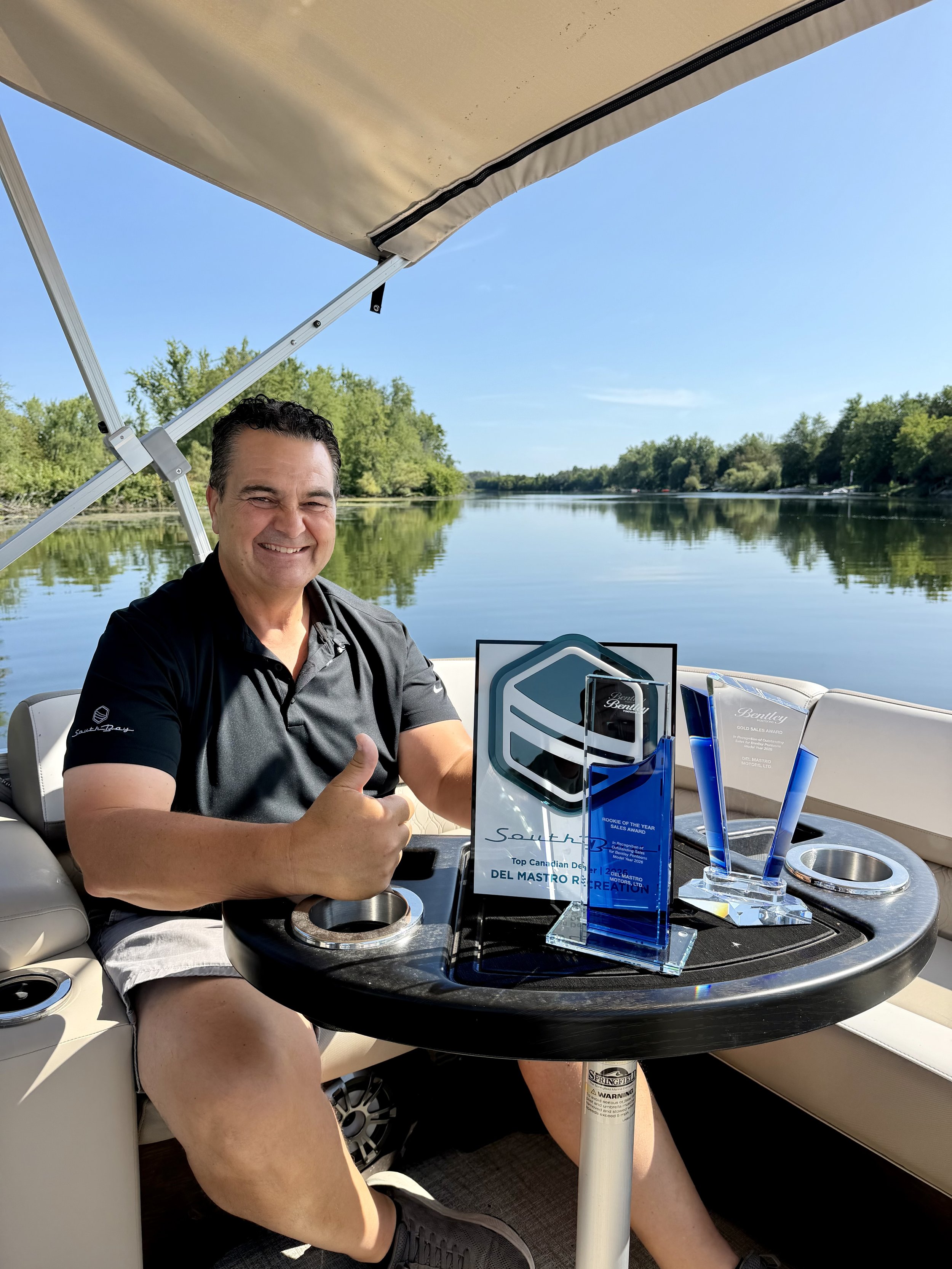 Del Mastro Recreation has been named Top Canadian Dealer for South Bay Pontoon and Forest River Marine, Bentley Pontoon’s Rookie of the Year Award and a Gold Sales Award recognizing the company as a top seller in Canada.