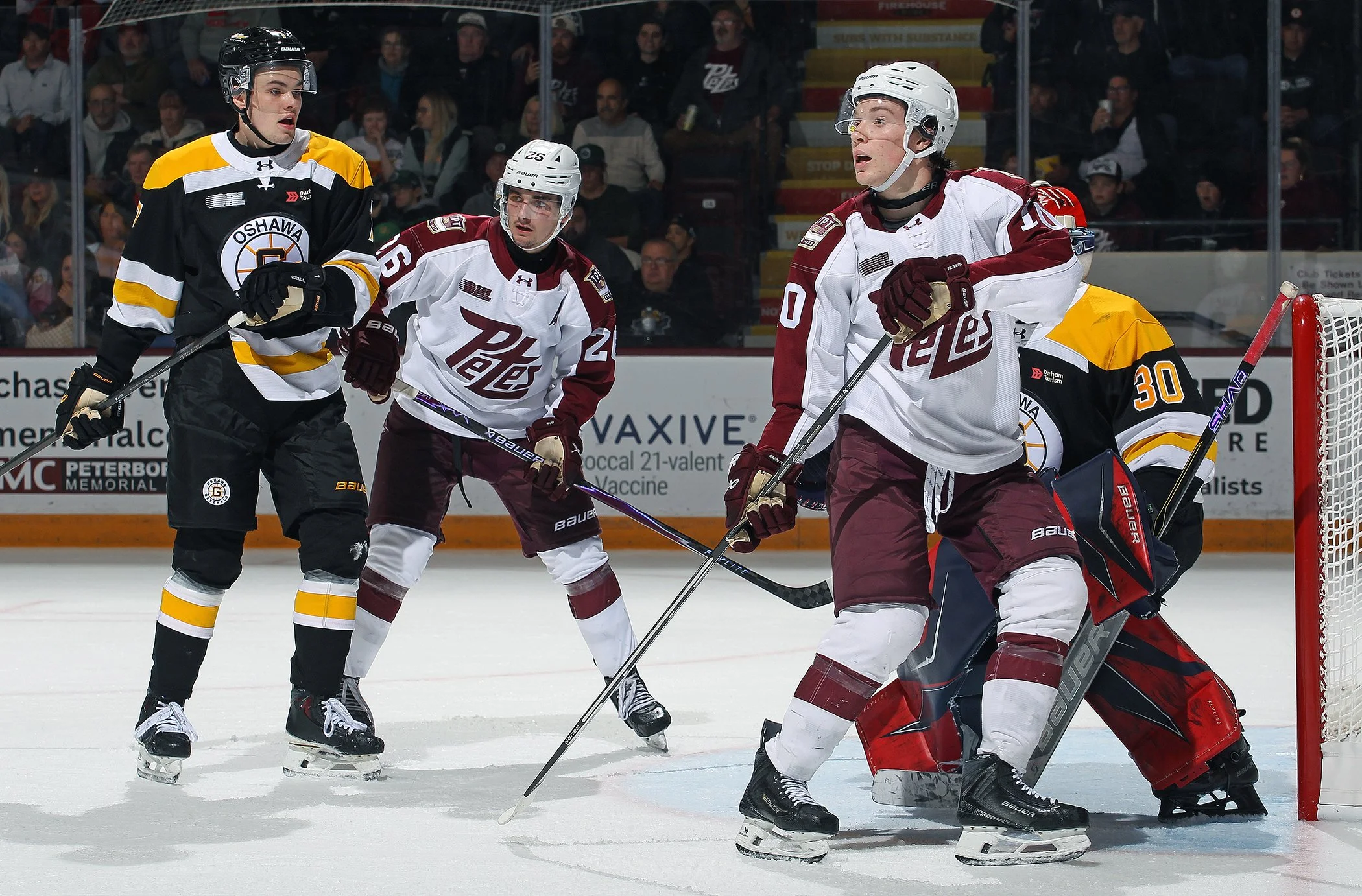 The Peterborough Petes came from behind to defeat the Oshawa Generals 5-4 in overtime Thursday night at the Peterborough Memorial Centre, with Aiden Young playing the hero to secure their sixth win of the season.