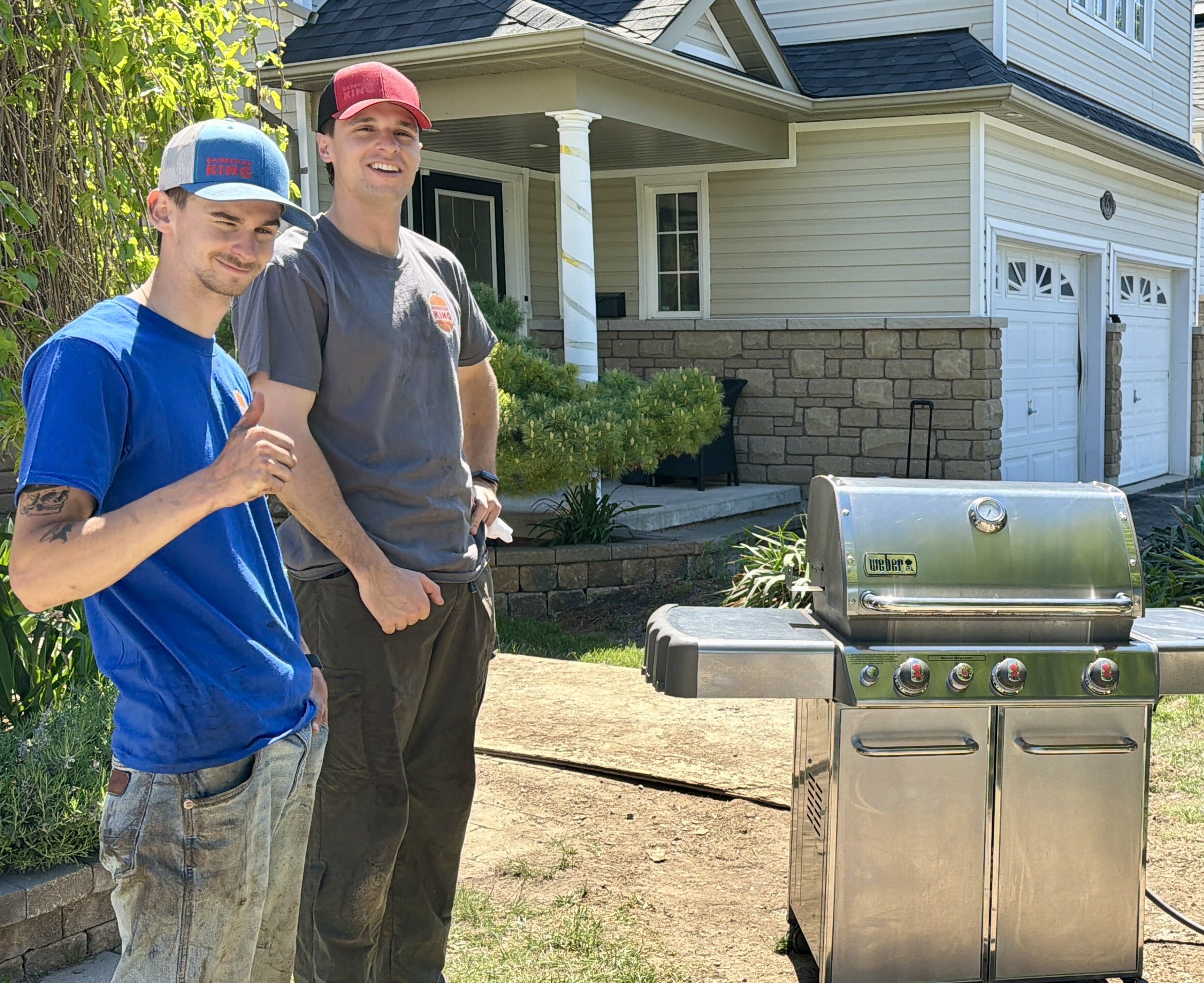 the dallidays boys are proud of the finished barbecue