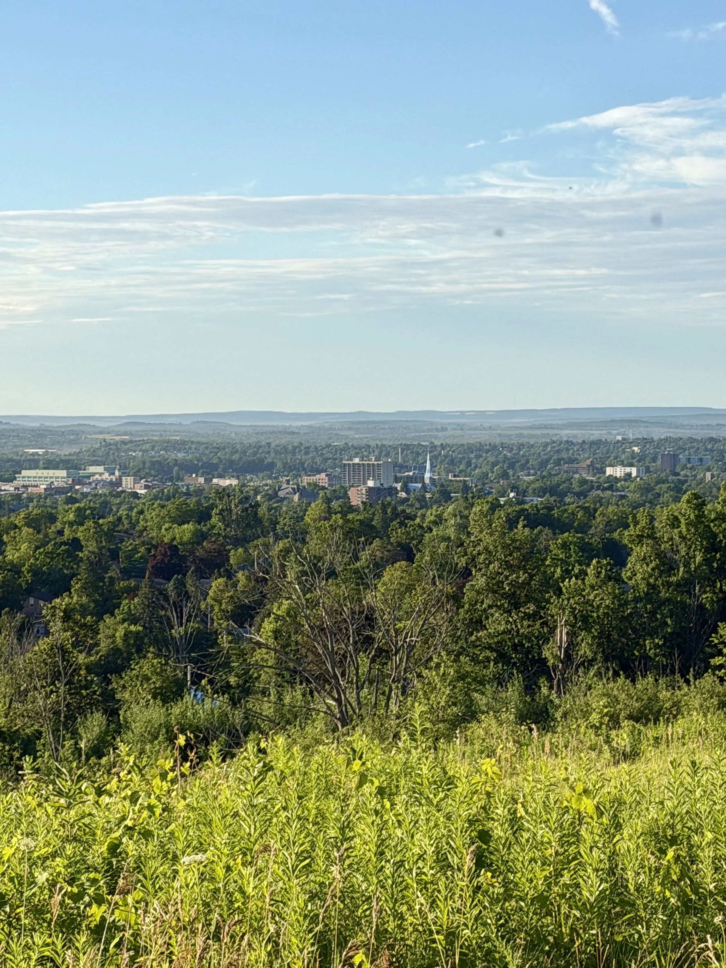 Blue skies were visible across Peterborough Friday morning before wildfire smoke was forecast to move back into the area.
