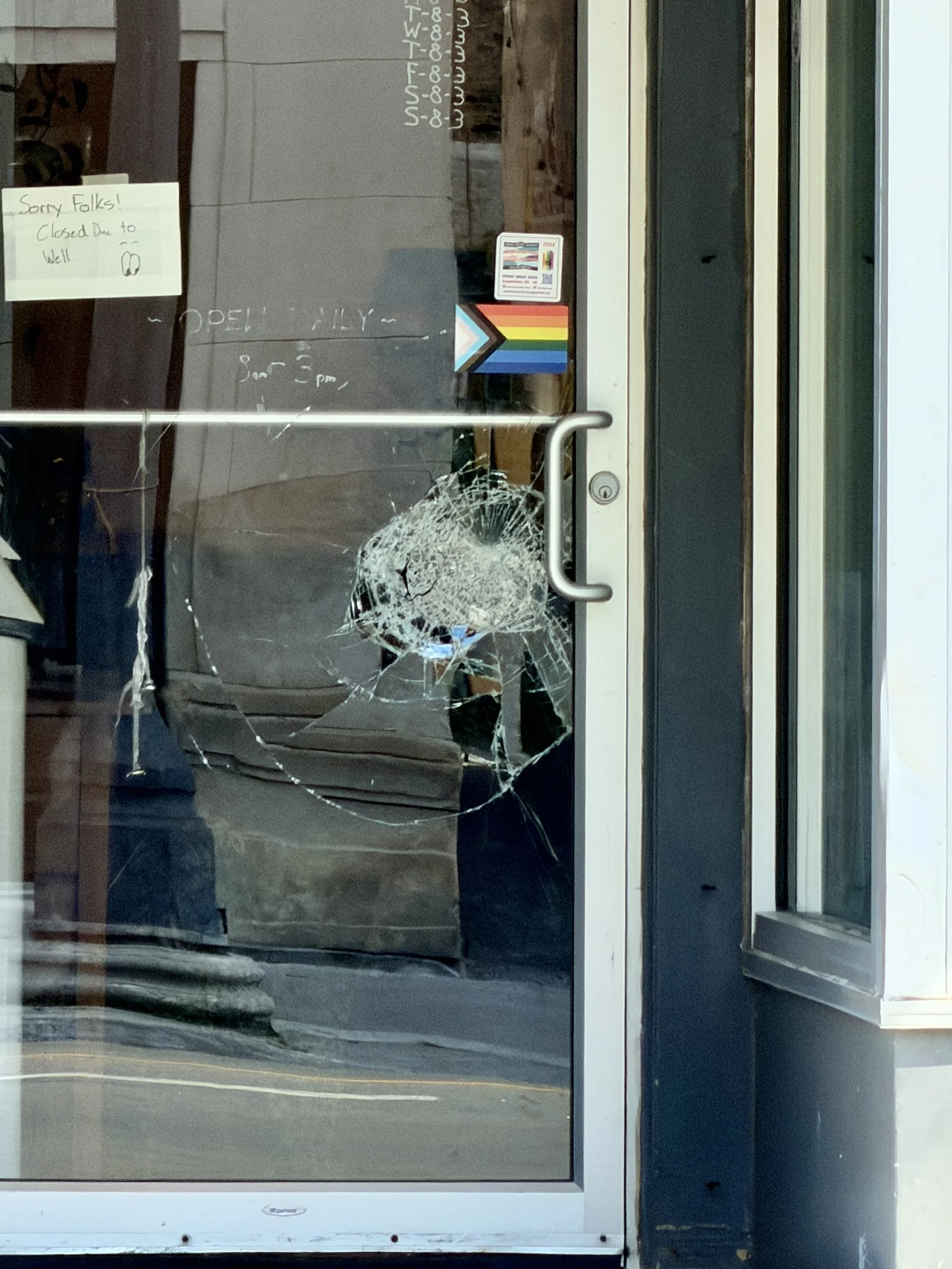 Downtown Peterborough café Kit Coffee will be closed on Tuesday after an incident involving damage to its storefront left the business dealing with repairs and an unexpected disruption.