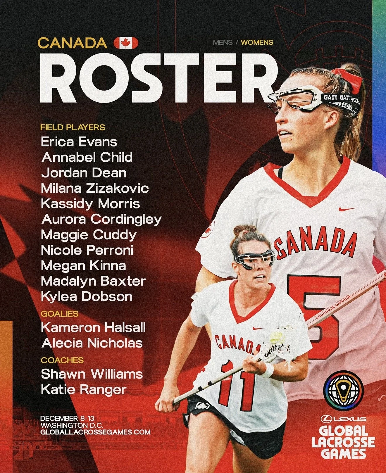 Three players with Peterborough roots will represent Canada at an international lacrosse tournament in December as the sport continues its preparations for the 2028 Olympic Games.