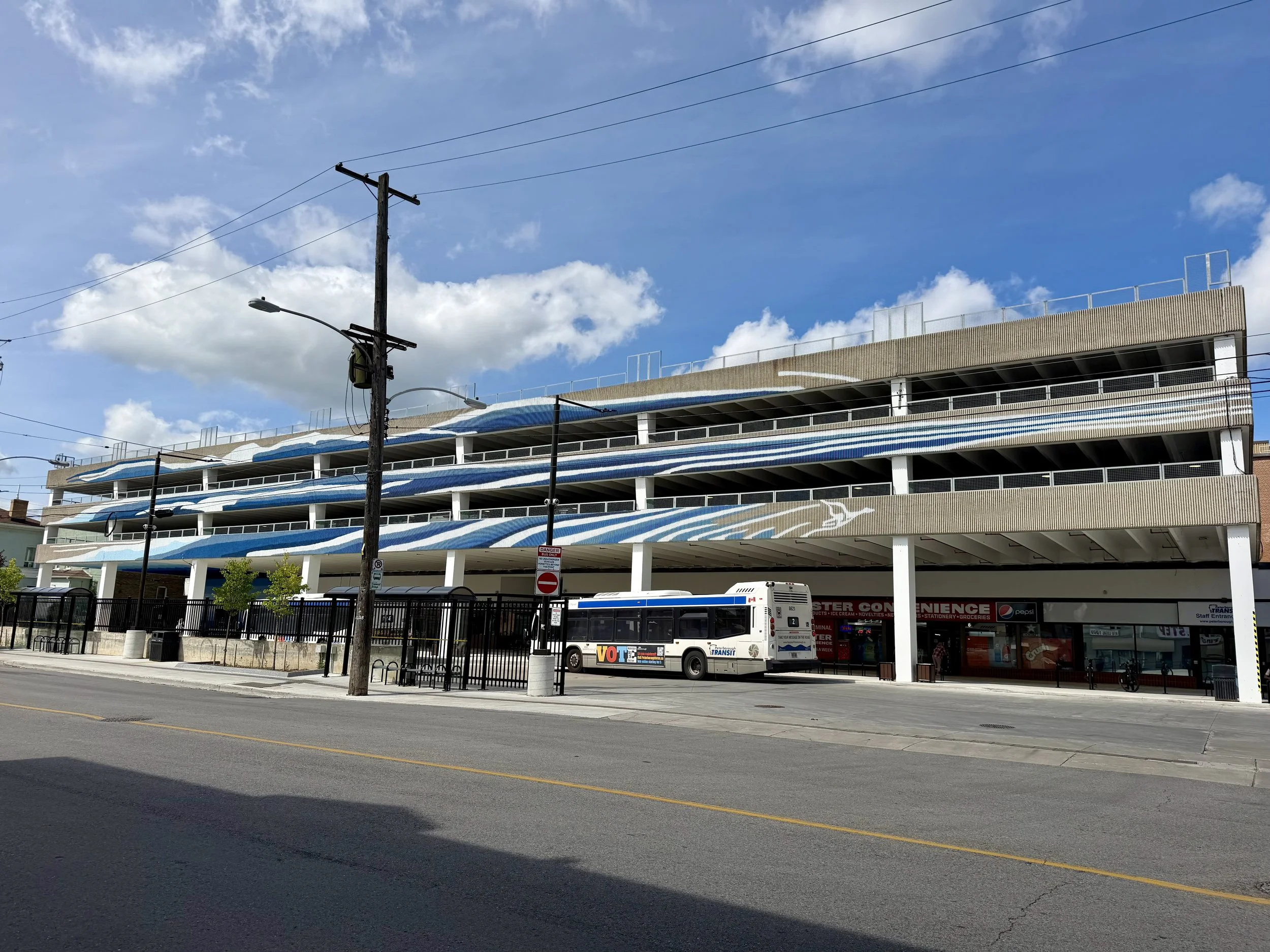 A new piece of public art has transformed the Peterborough Transit Terminal, with the installation now complete and buses back in their regular bays.