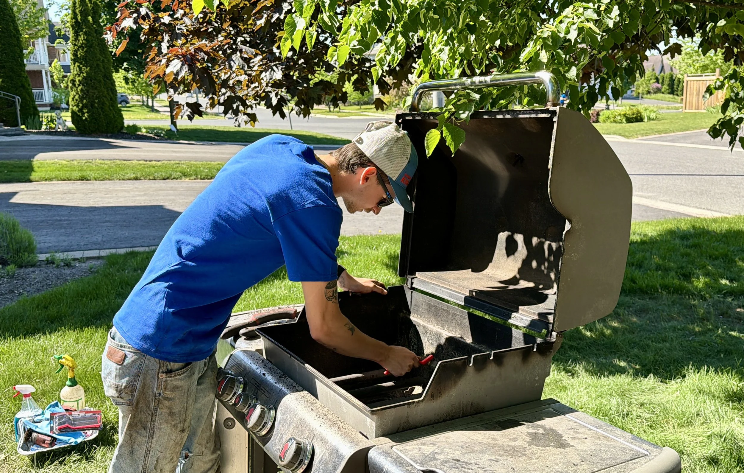 lincoln dalliday with a deep clean on a peterborough barbecue