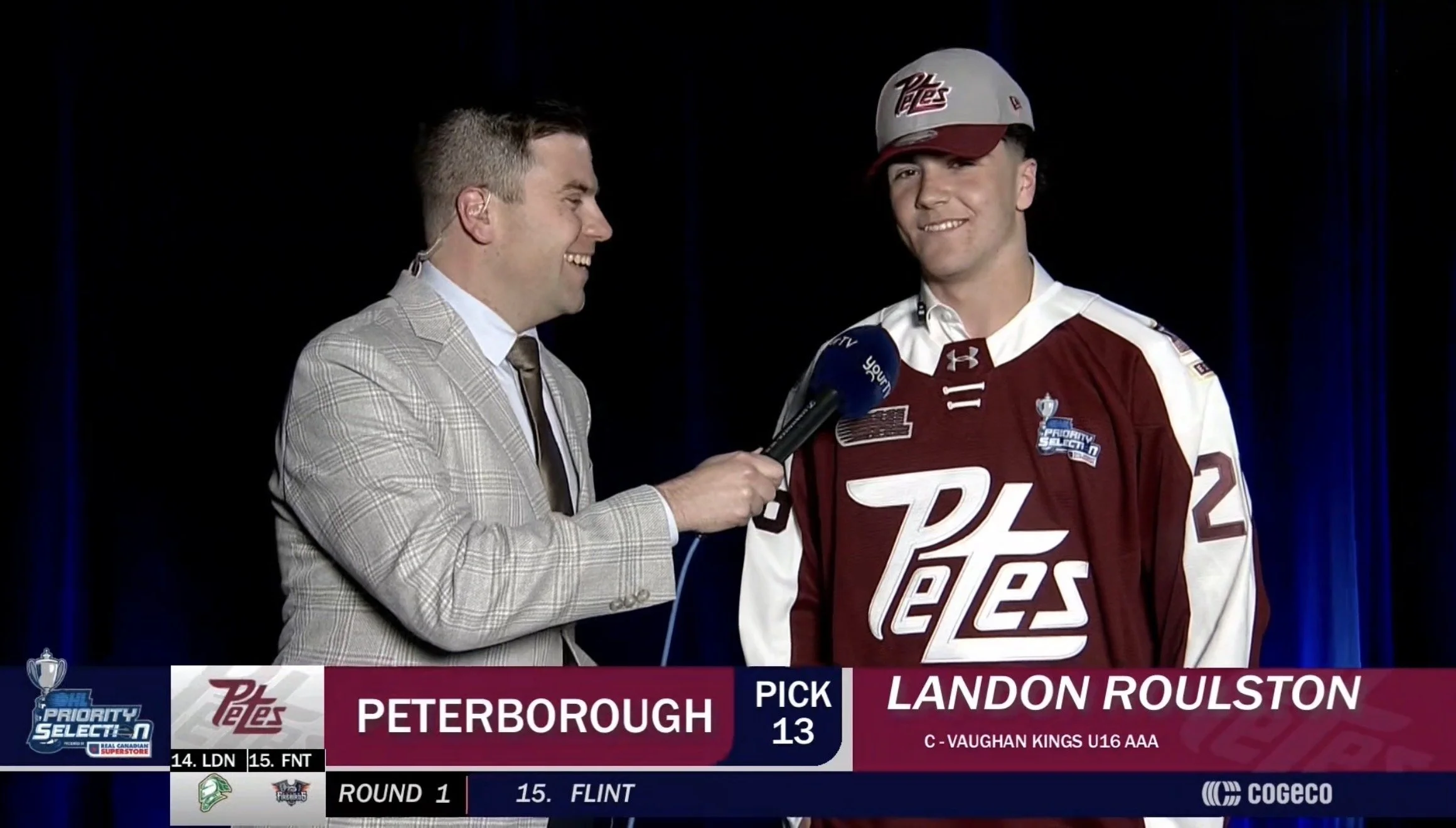landon roulston of oakville drafted to the petes