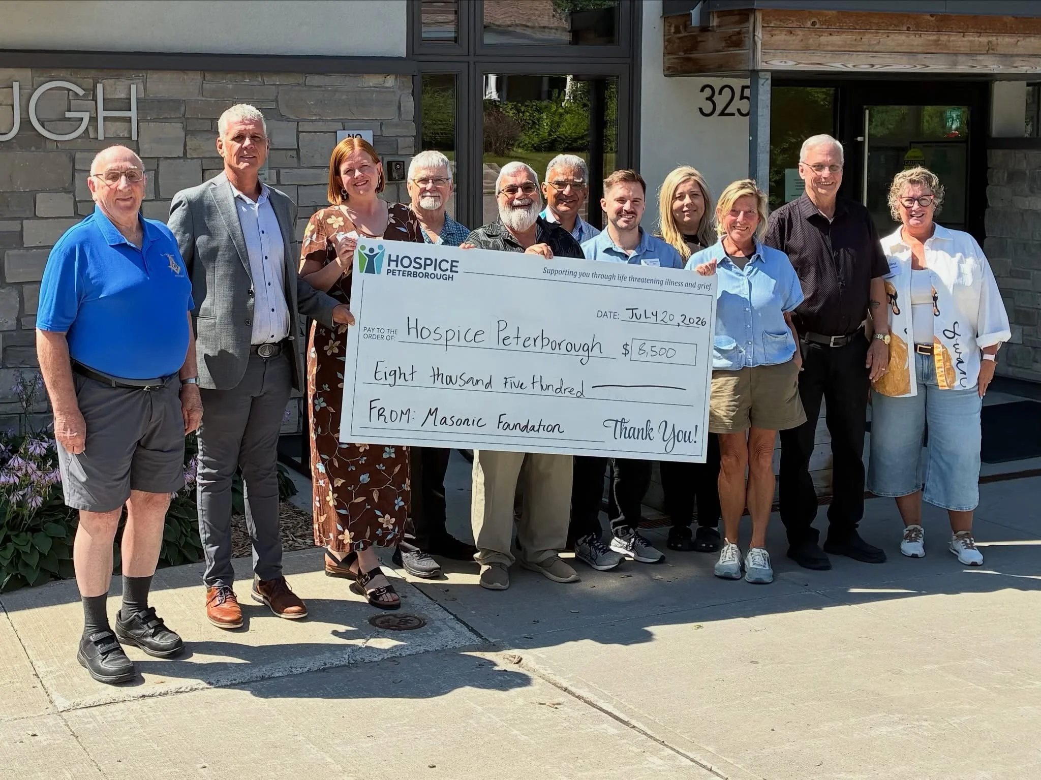 Hospice Peterborough is thanking the Masonic Foundation and Peterborough District Masons after receiving an $8,500 donation to support its work in the community.
