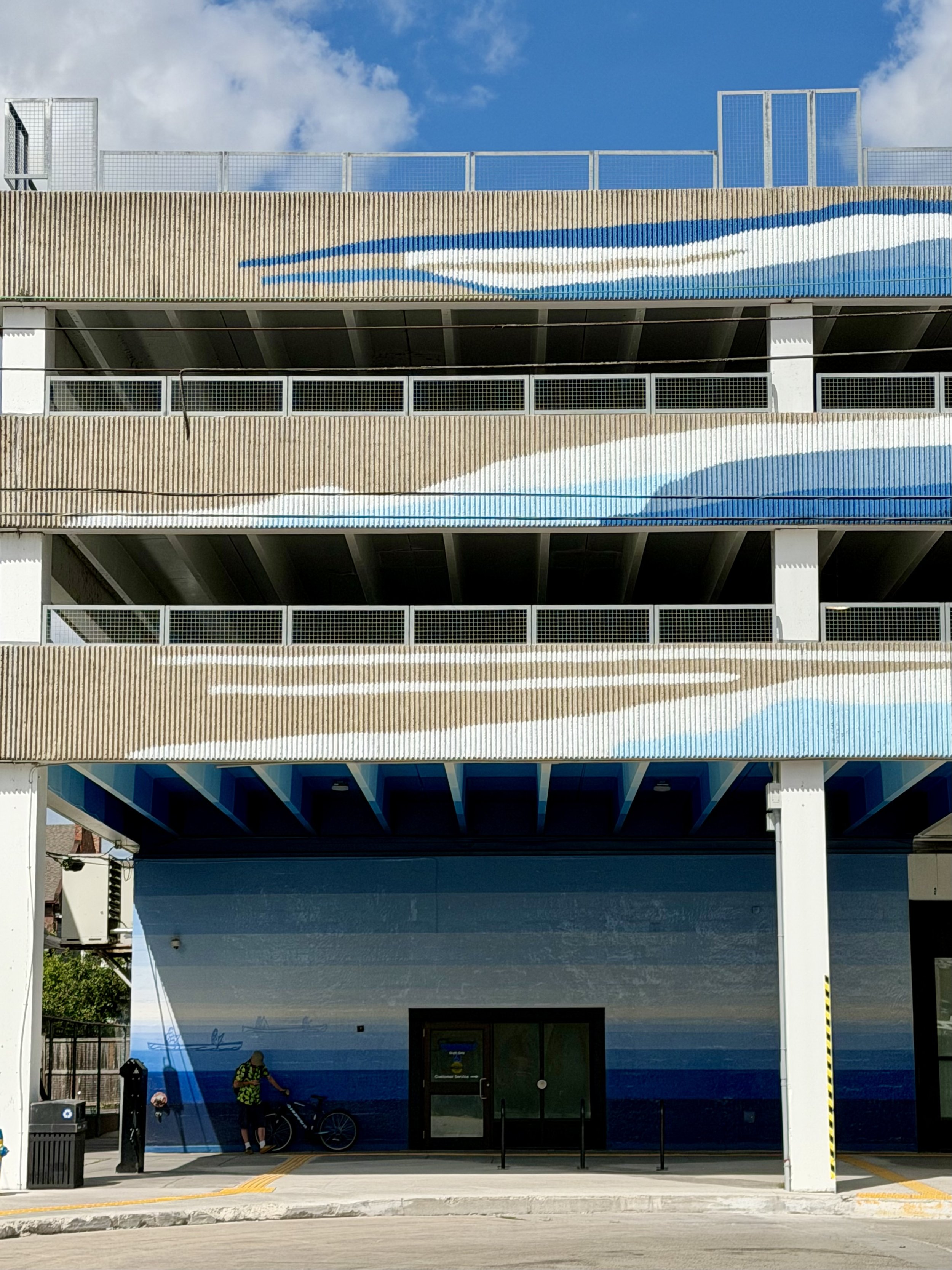 Artwork has been incorporated into the exterior of the Simcoe Street transit terminal.