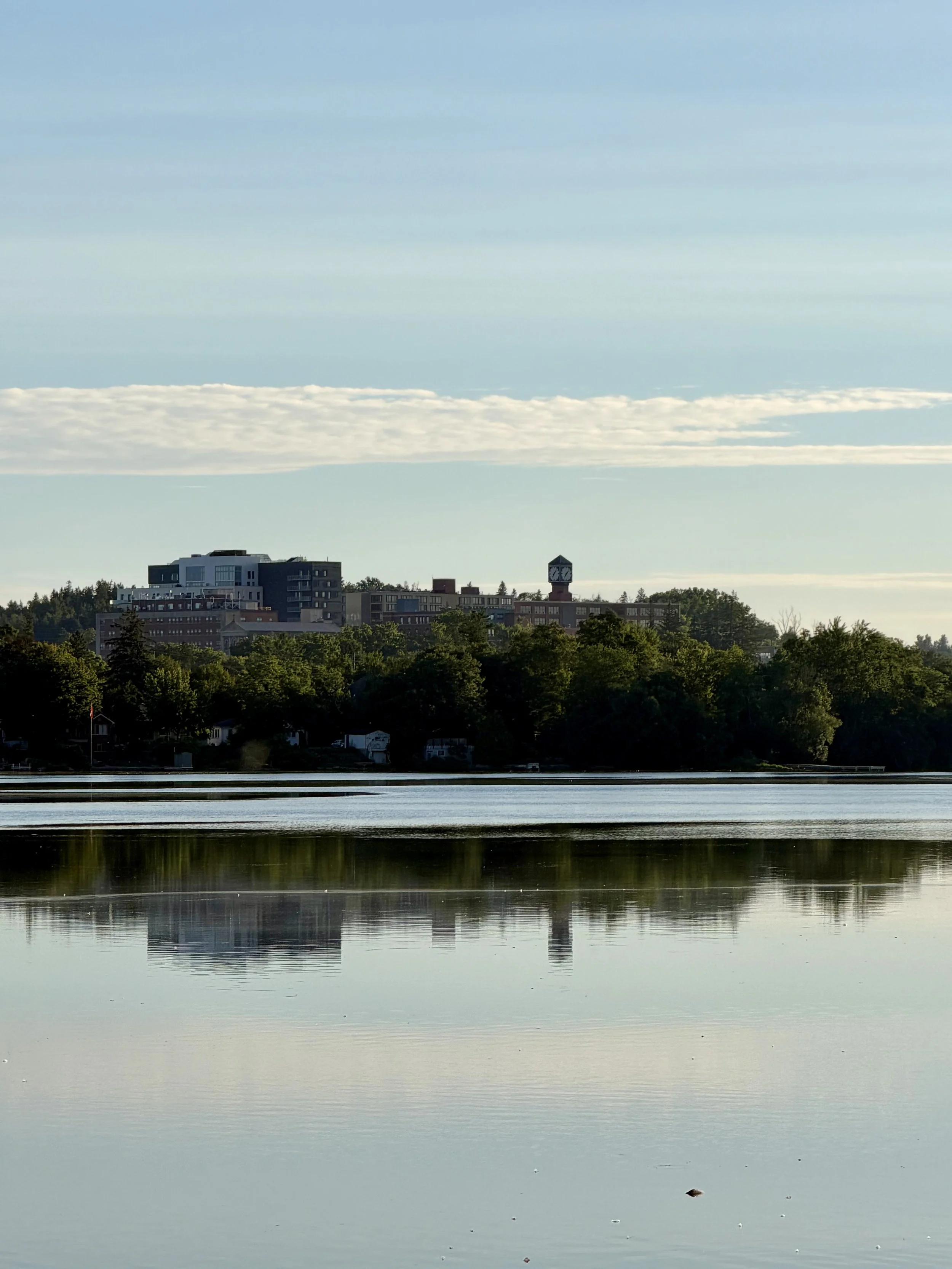 Blue skies were on display over Peterborough Friday morning as air quality temporarily improved.