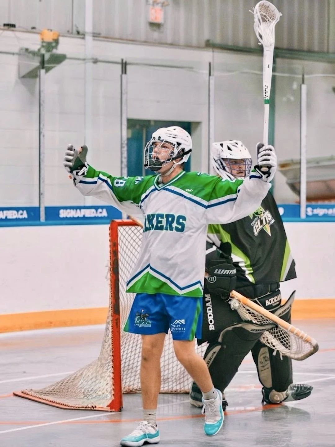The Peterborough Jr. C Lakers are one victory away from the Meredith Cup Final after opening their semifinal series with a pair of home wins over the Cornwall Celtics this weekend.