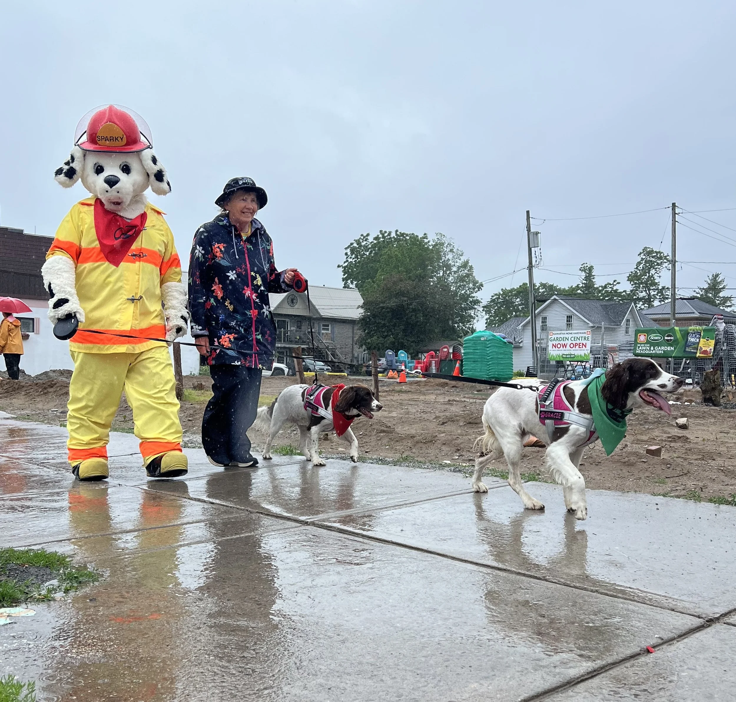 sparky the fire dog was on hand for the laws doggy dash fundraiser in lakefield