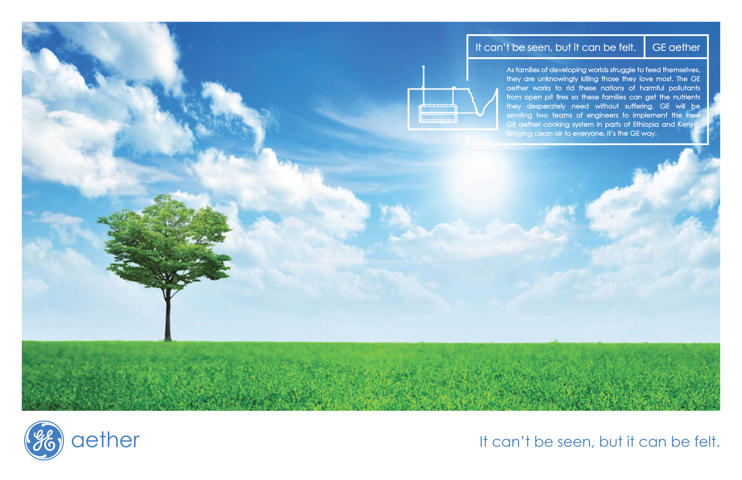 Magazine ad designed for the GE aether project, a Newhouse and L.C. Smith School collaboration at Syracuse University . 