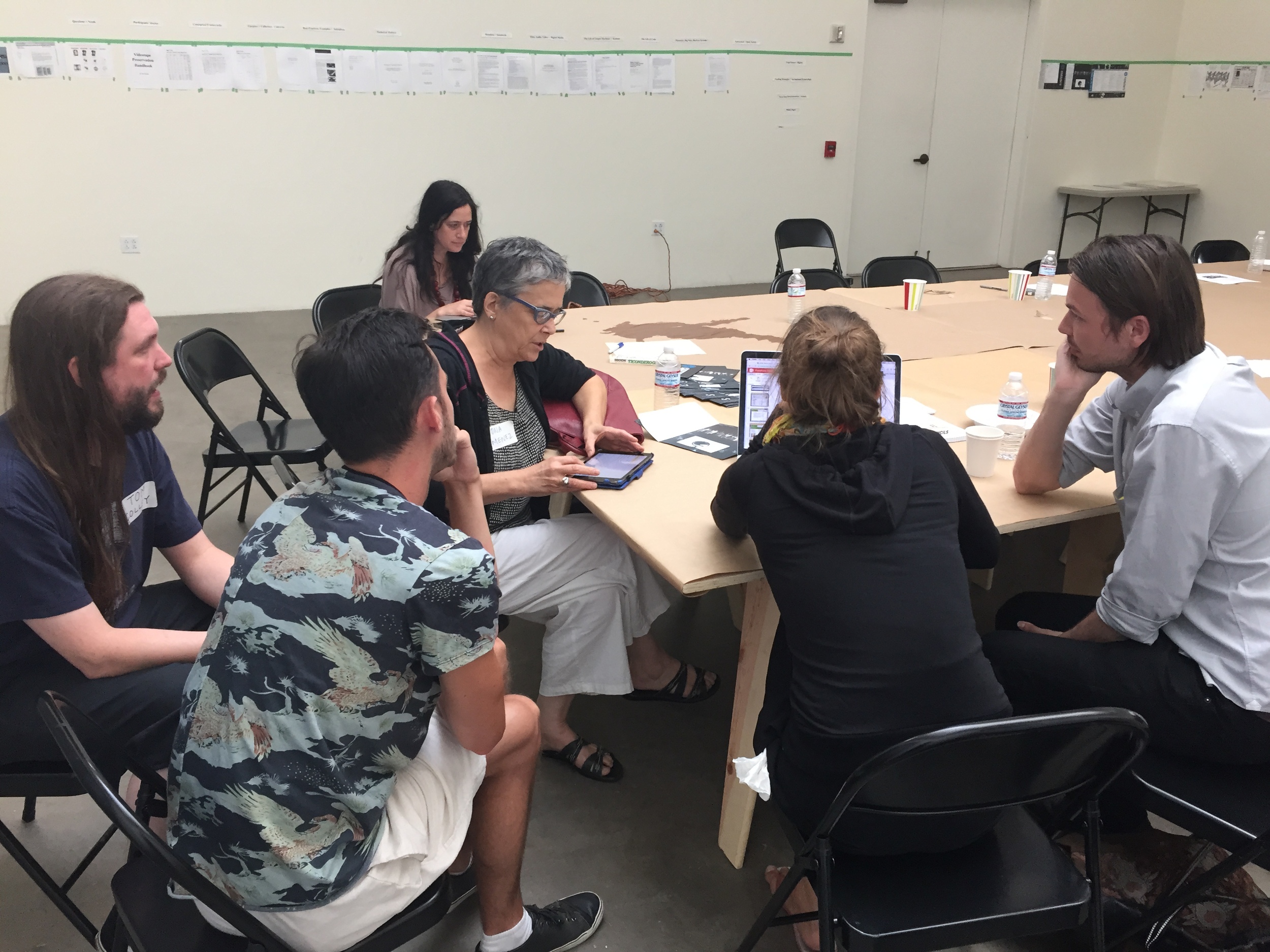 Preparing our presentation with (counter-clockwise from the top) Mira Burack, Mona Jimenez, Tom Colley, Joey Heinen, and Martina Haidvogl.