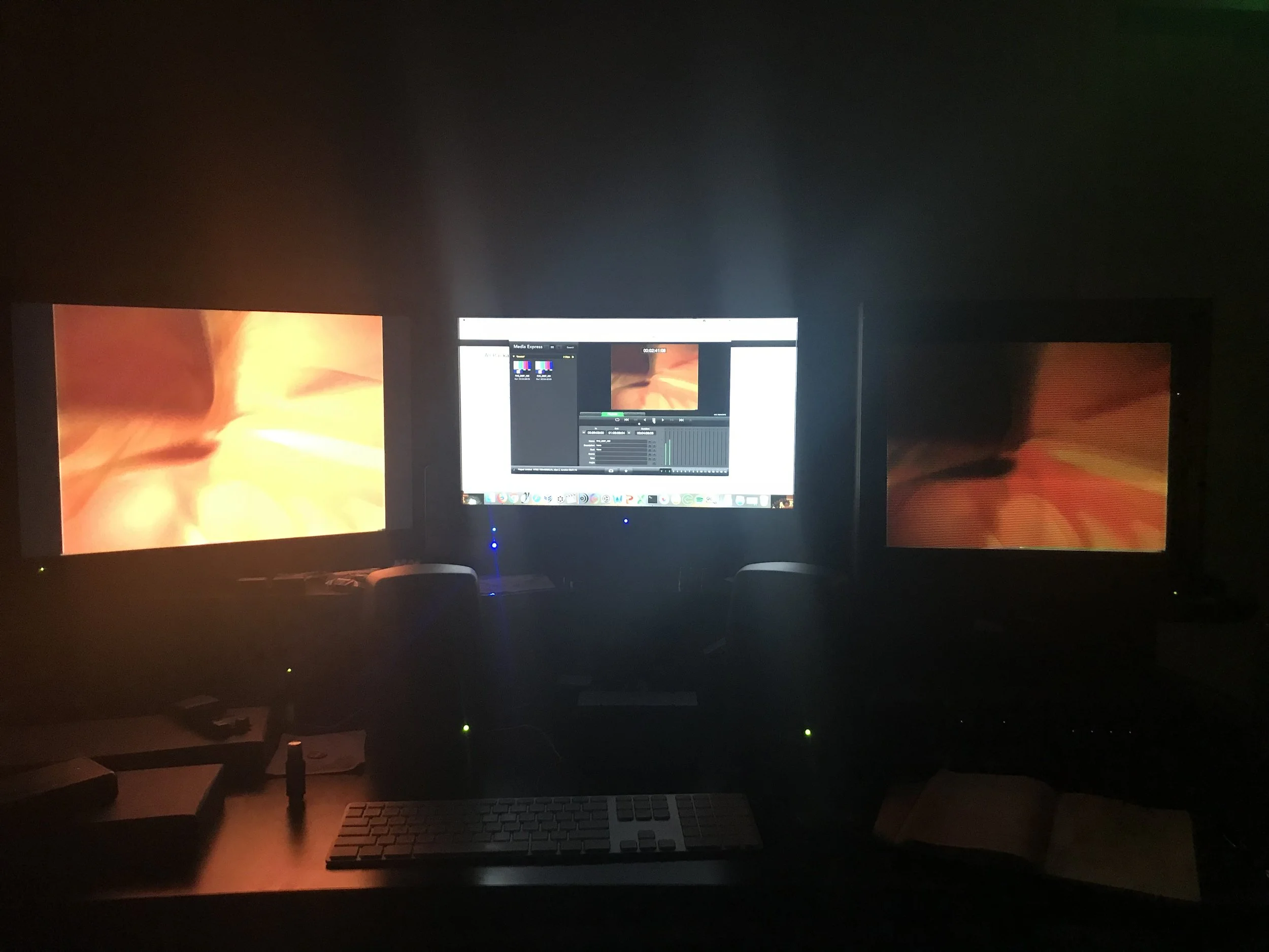 My workstation at the DAM during QC: LCD Screen of the left and CRT monitor on the right