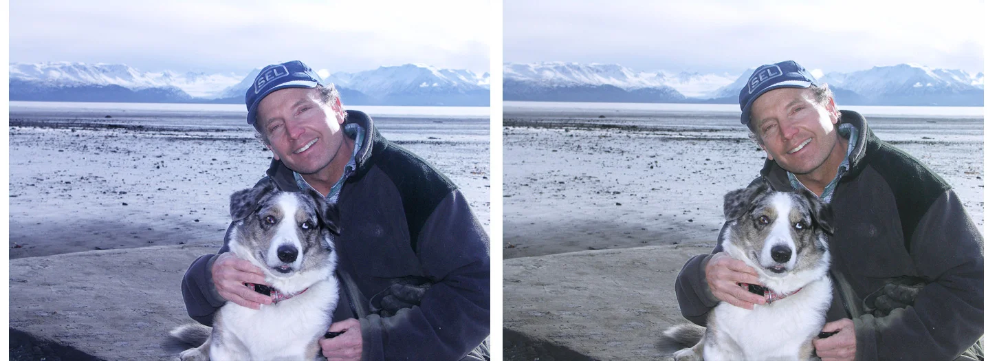 A selection of before and after images featuring my skills at compositing, color correction and image repair and retouching.