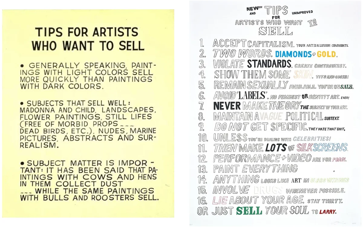 who-wore-it-better:
John Baldessari Tips for Artists That Want to Sell  ::  William Powhida Tips for Artists That Want to Sell
i want to hug this post.