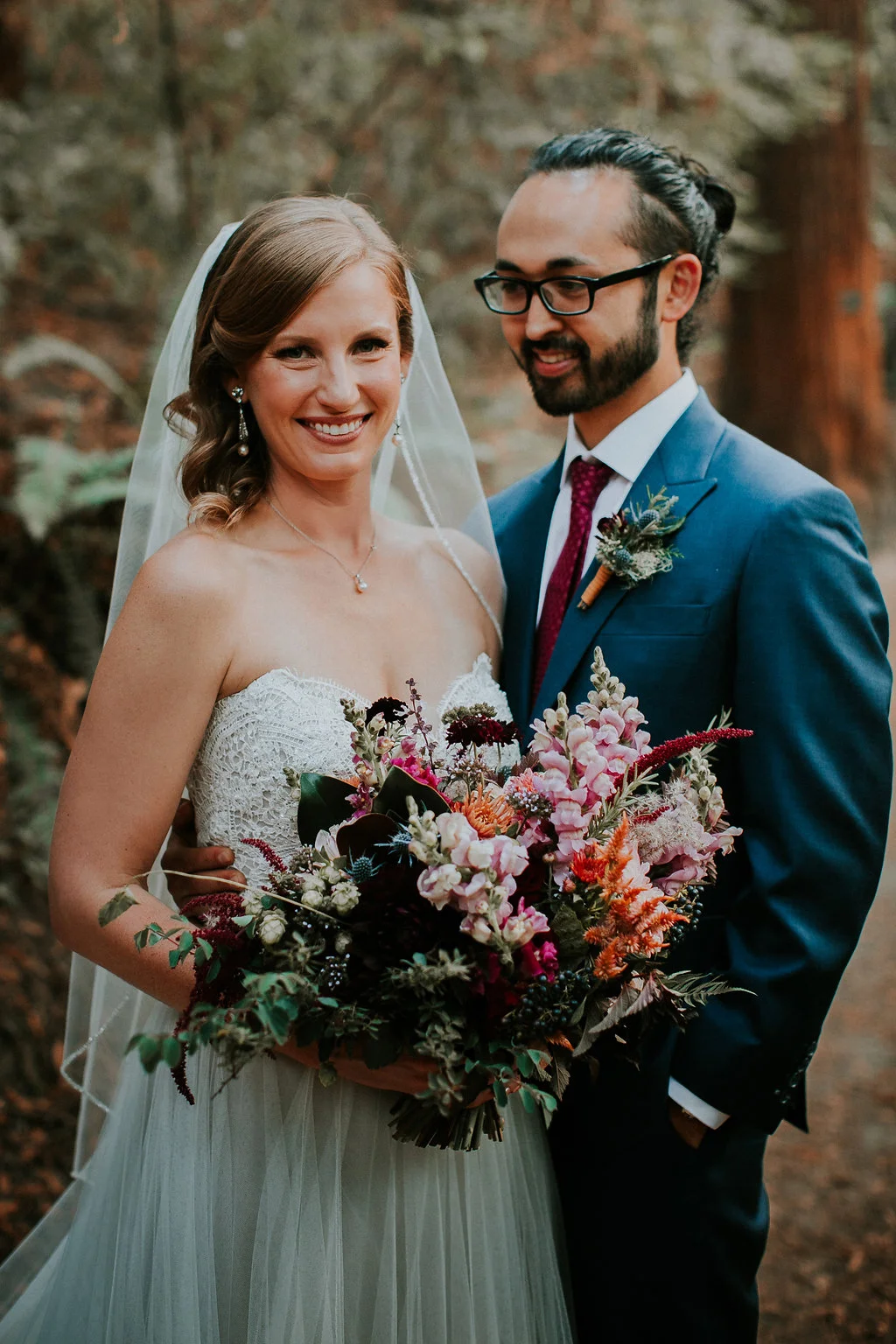 Portland Oregon bridal bouquet with leather wrap