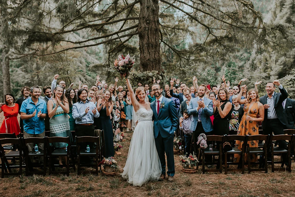 Wedding ceremony with wild natural elegant wedding flowers at Hoyt Arboretum