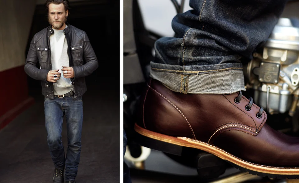 anchordivision:

Mr. Porter – The Look: Custom bike heroes
Alexander McQueen Jacket, Nudie Jeans, Red Wing boots, YMC Sweatshirt