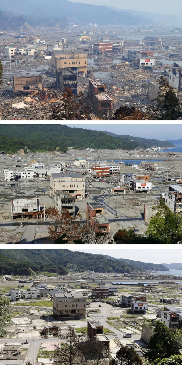 laughingsquid:

Before and After Photos of 2011 Japan Earthquake and Tsunami Destruction Show 6 Months of Speedy Cleanup