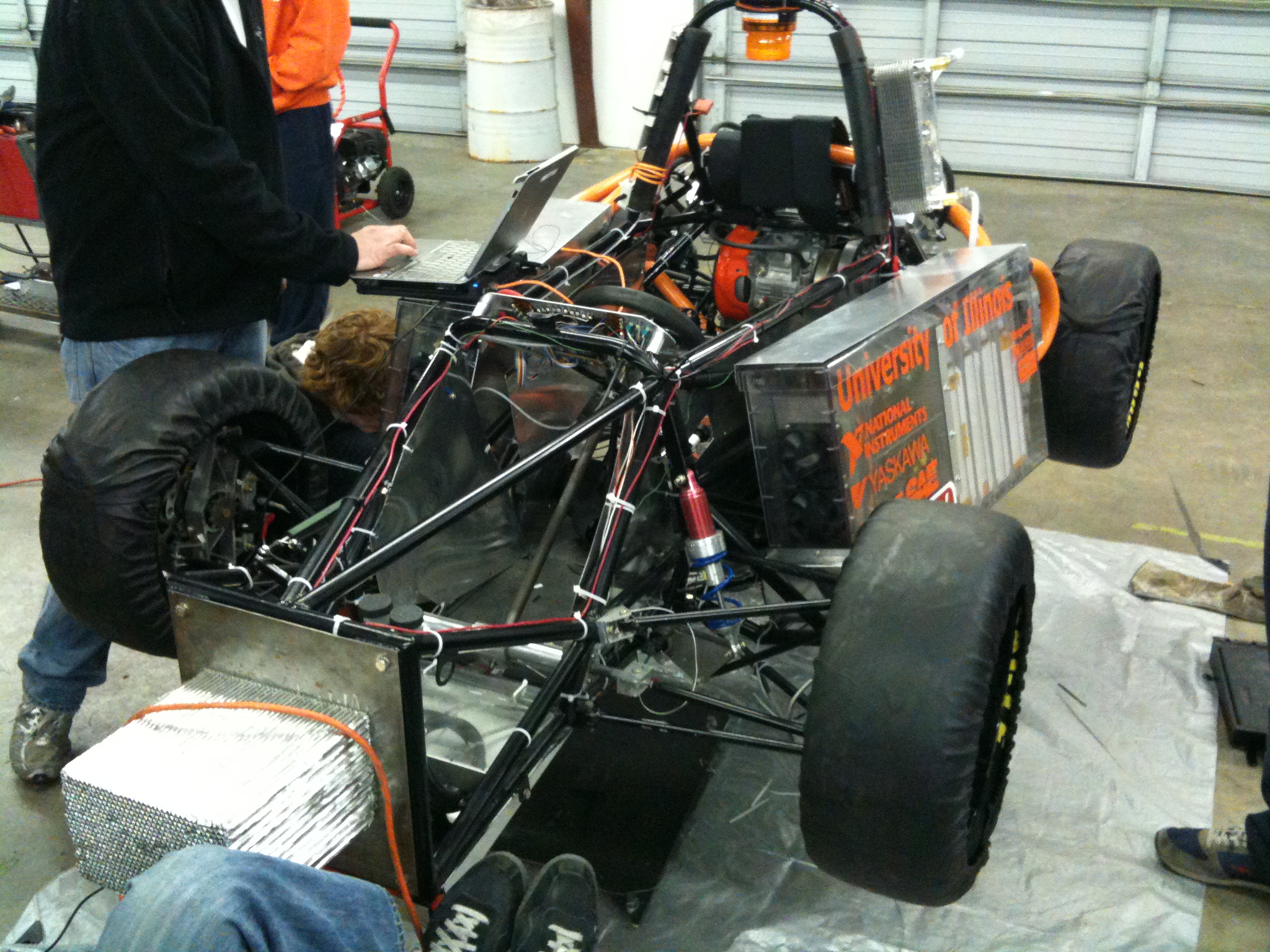  Working on the car at competition 