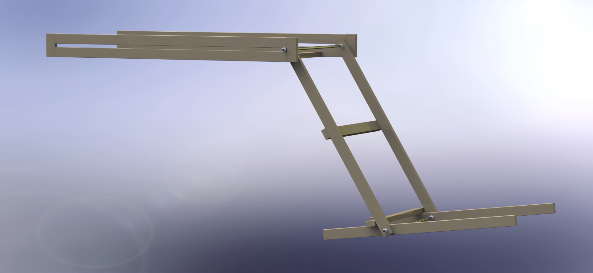  ​CAD rendering of the pre-alpha wood rack folding up 