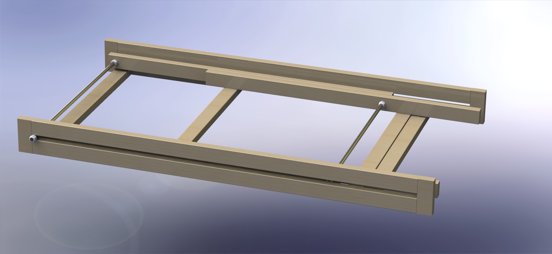 ​CAD rendering of the pre-alpha wood rack folding up 