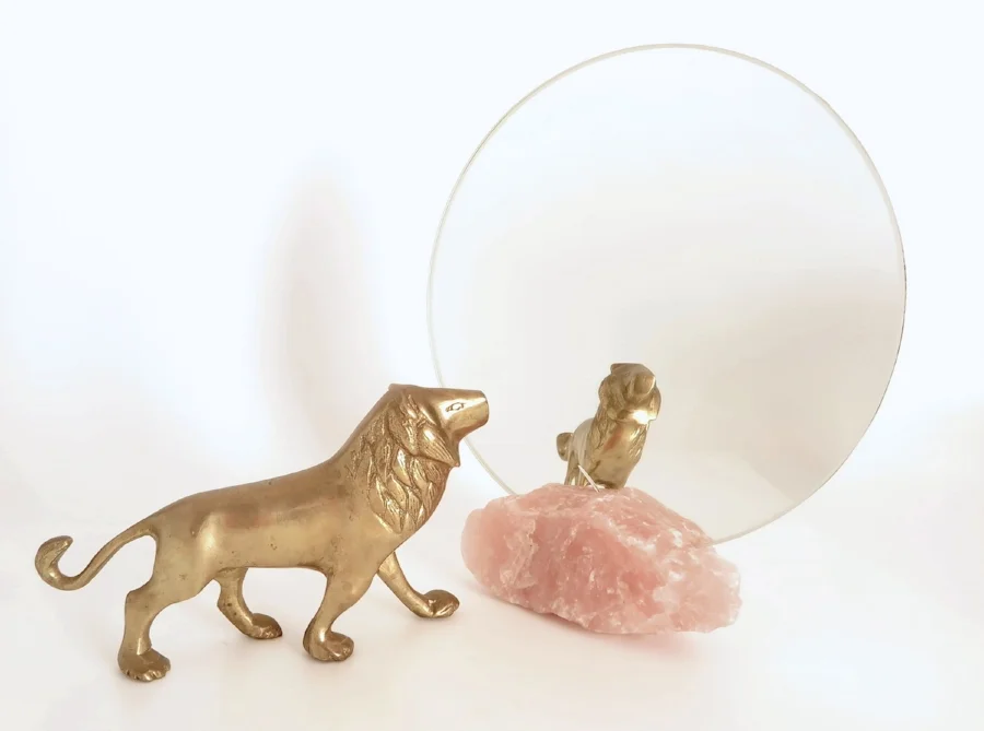 Vanity mirror round with Lion.JPG