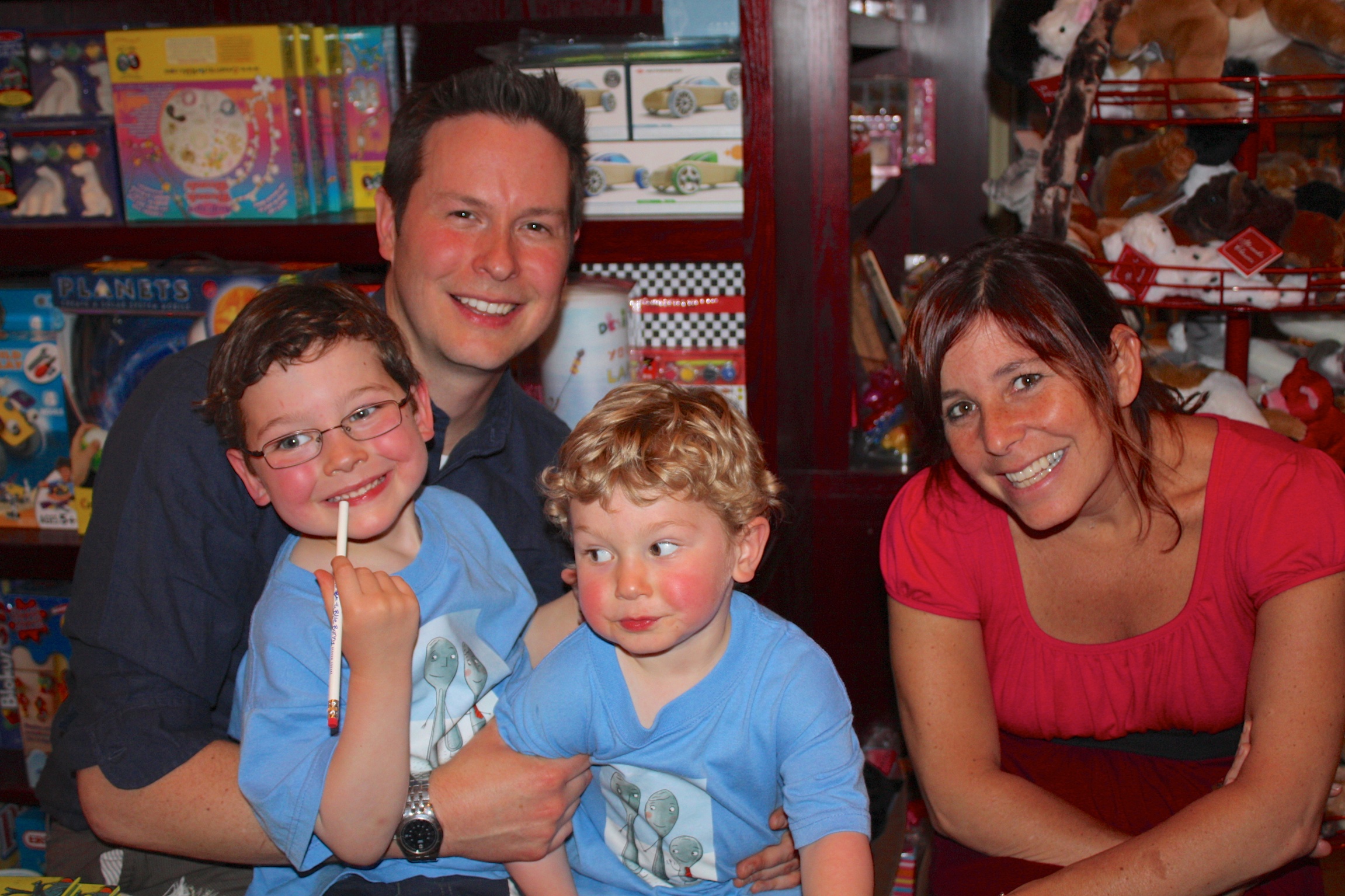 Amy & Me with my boys just after our Spoon signing at The Blue Bunny in Dedham, MA