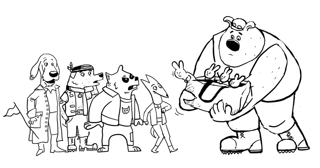 Bulldog Mike with some proto-dog designs. Candlewick wasn't a fan of Mike as bulldog, so I tried a new approach...see next.