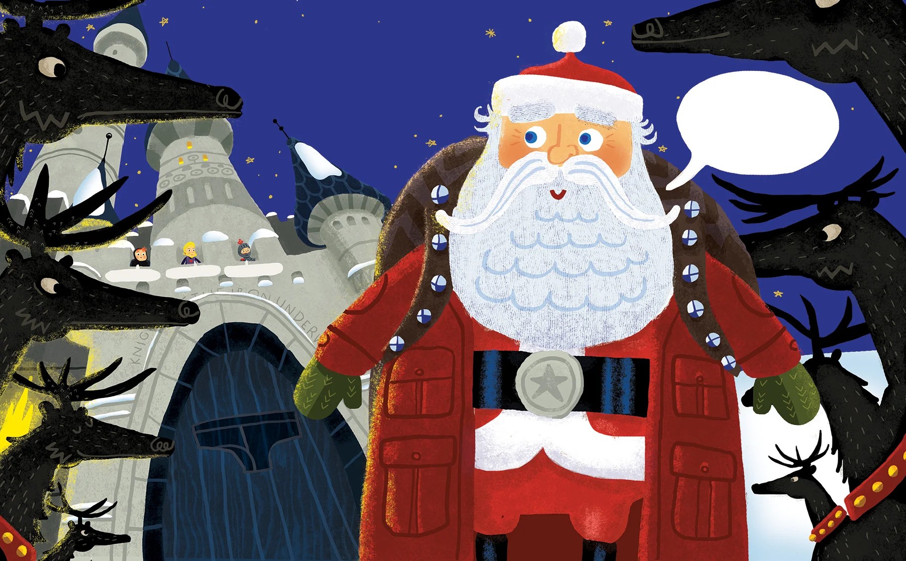 When what to their wondering eyes should appear, but a red-and-white knight and eight dragons. Oh dear!
