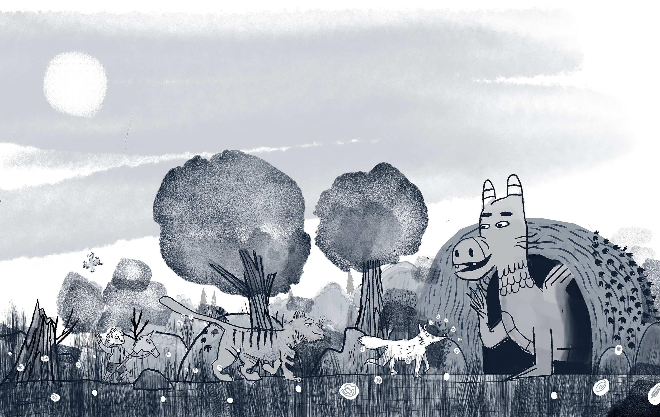 An alternate idea for endpapers that ultimately we rejected.