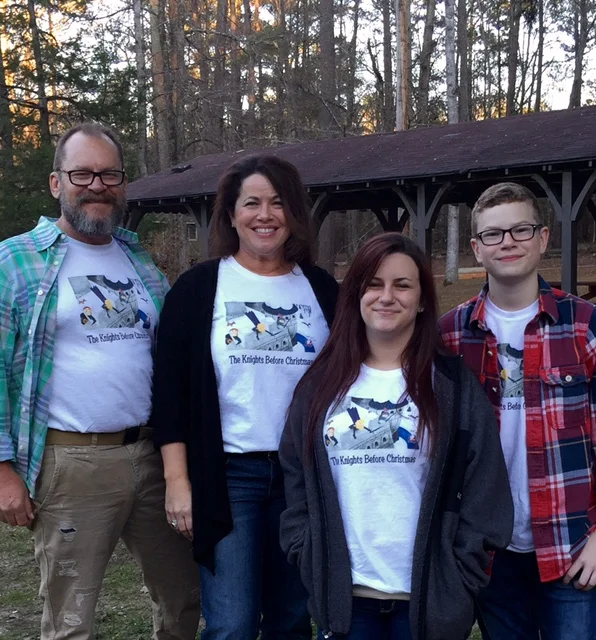 Here are the real Knights before Christmas! The Knight Family created these t-shirts for their family reunion/Christmas party.