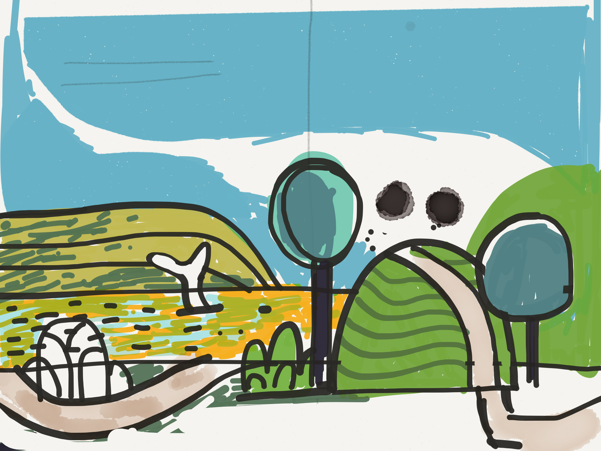 Background sketch. Inspired by Super Mario Brothers 2! :)